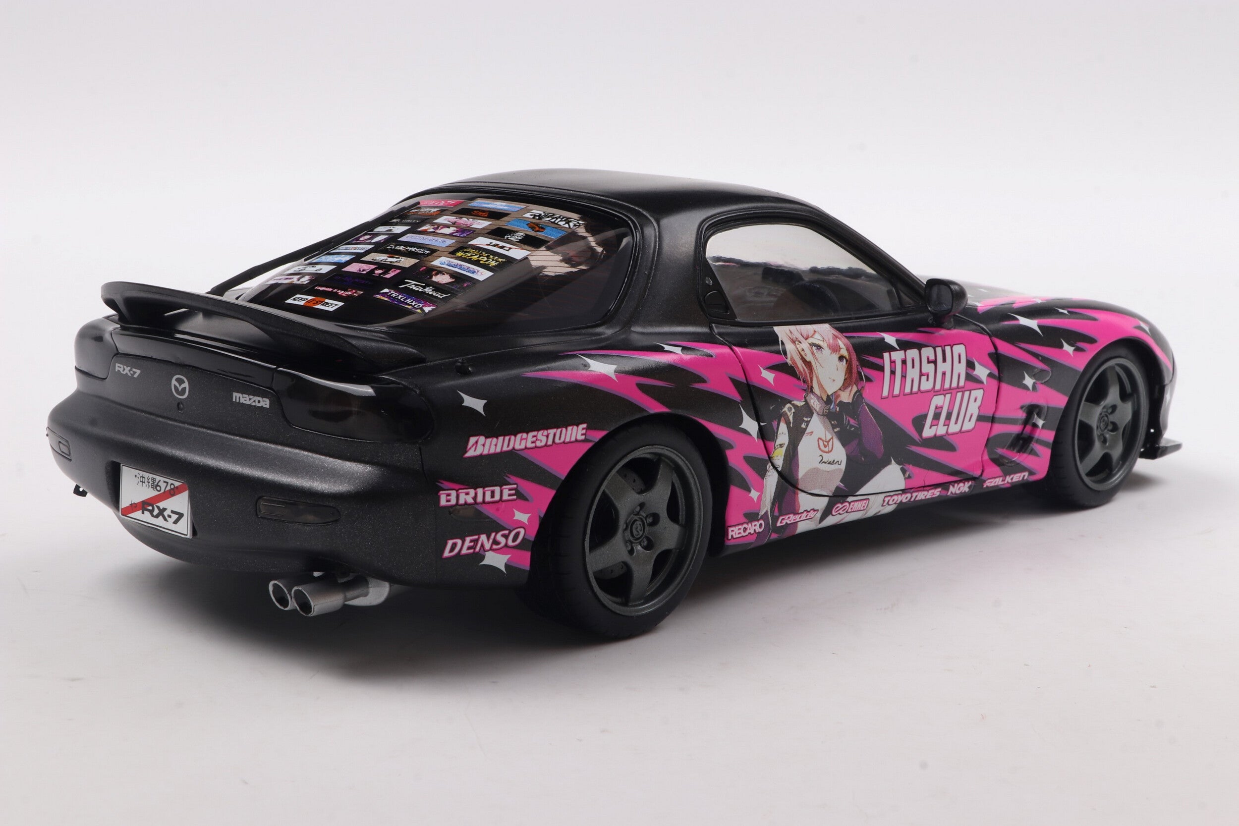 Solido 1:18 Diecast - Mazda RX7 FD3RS Solido Works Itasha, Black/Pink - S1810605