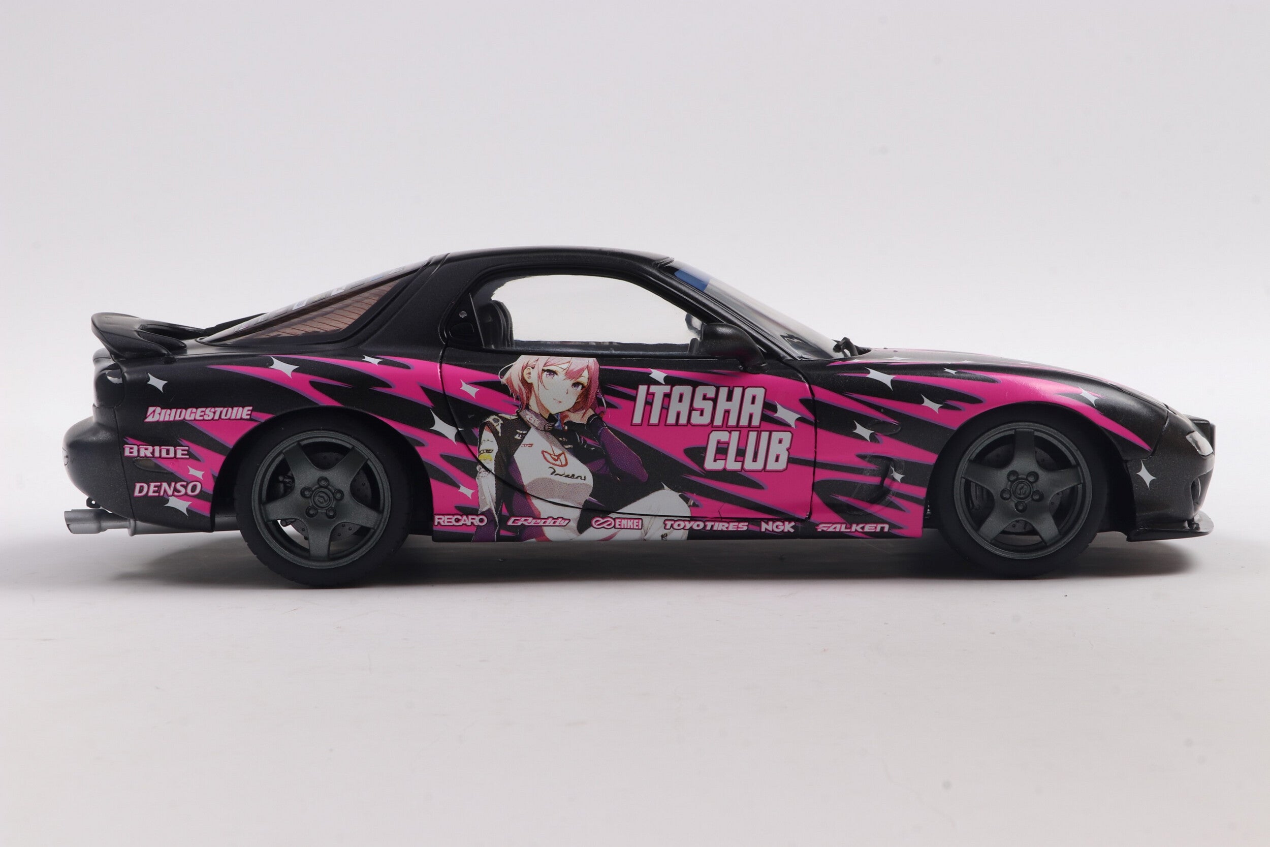 Solido 1:18 Diecast - Mazda RX7 FD3RS Solido Works Itasha, Black/Pink - S1810605