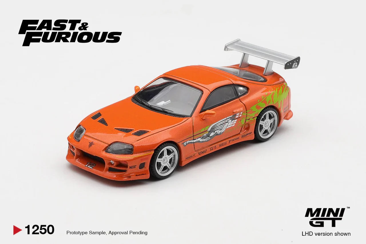 Mini GT 1:64 Diecast - TOYOTA SUPRA BOMEX - THE FAST AND FURIOUS, BRIAN O CONNER, (LHD) BLISTER PACKAGING - MGT01250-BL