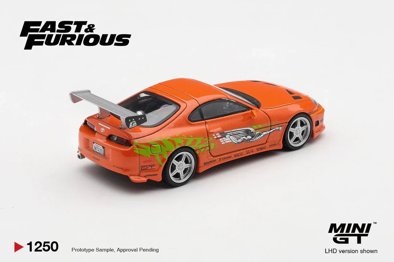 Mini GT 1:64 Diecast - TOYOTA SUPRA BOMEX - THE FAST AND FURIOUS, BRIAN O CONNER, (LHD) BLISTER PACKAGING - MGT01250-BL