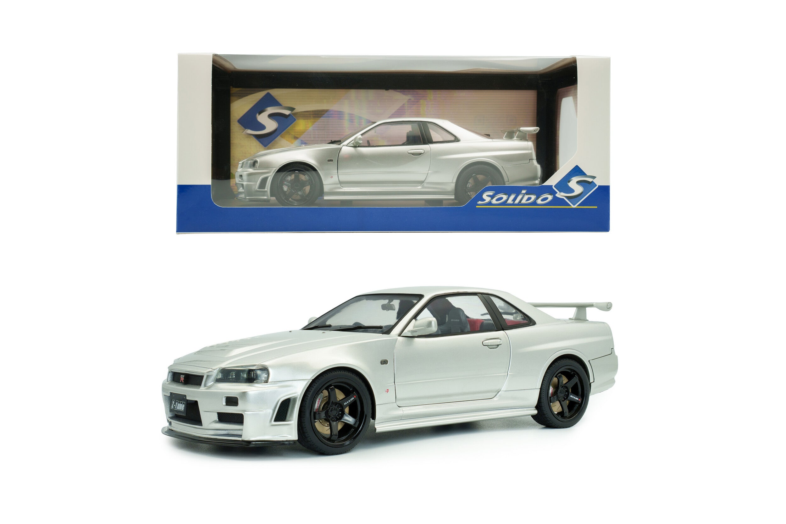 SOLIDO 1:18 Scale Diecast, 1999 Nissan Skyline (R34) GT-R Z Tune, Silver - S1804312