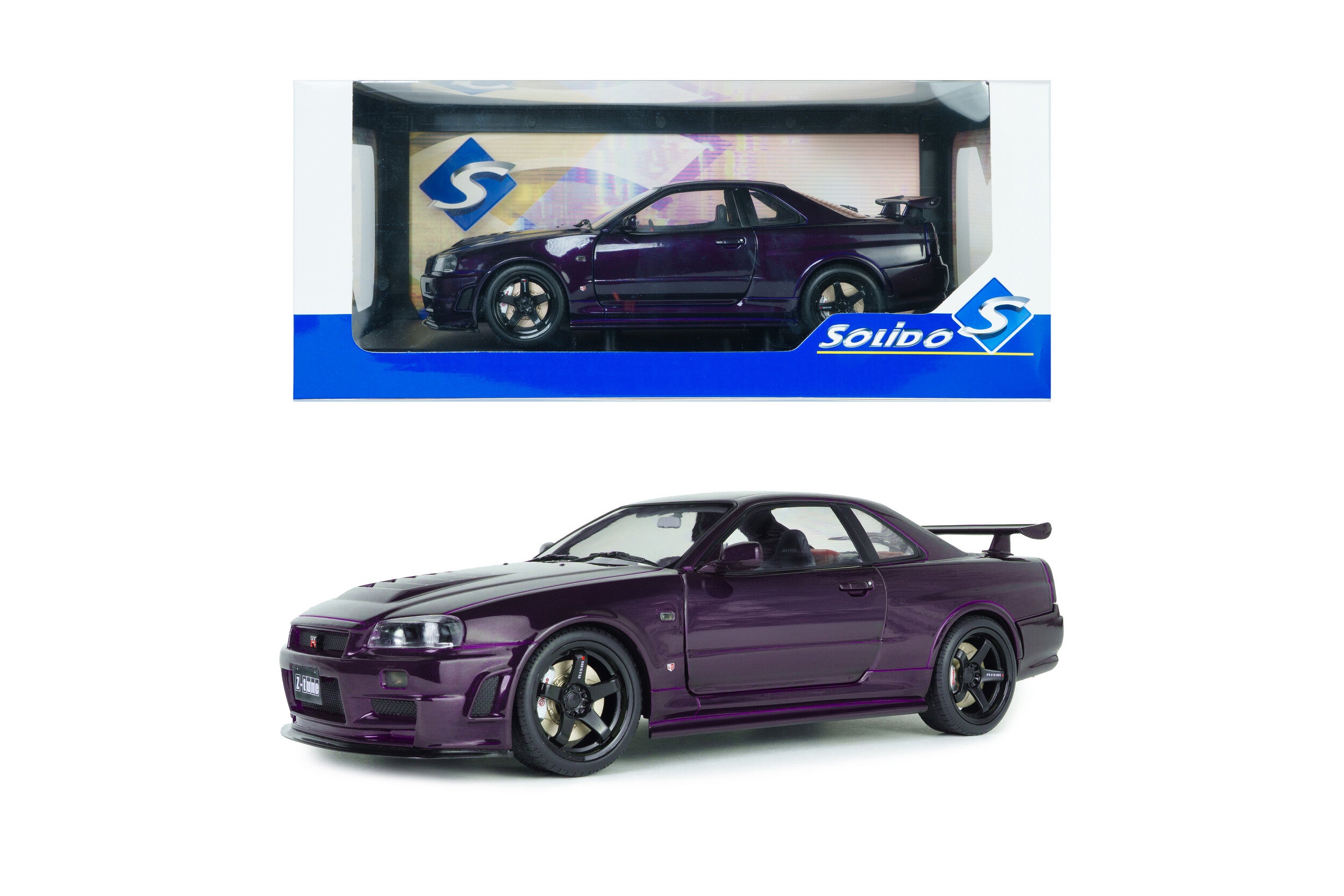 SOLIDO 1:18 Scale Diecast, 1999 Nissan Skyline (R34) GT-R Z Tune, Midnight Purple - S1804311