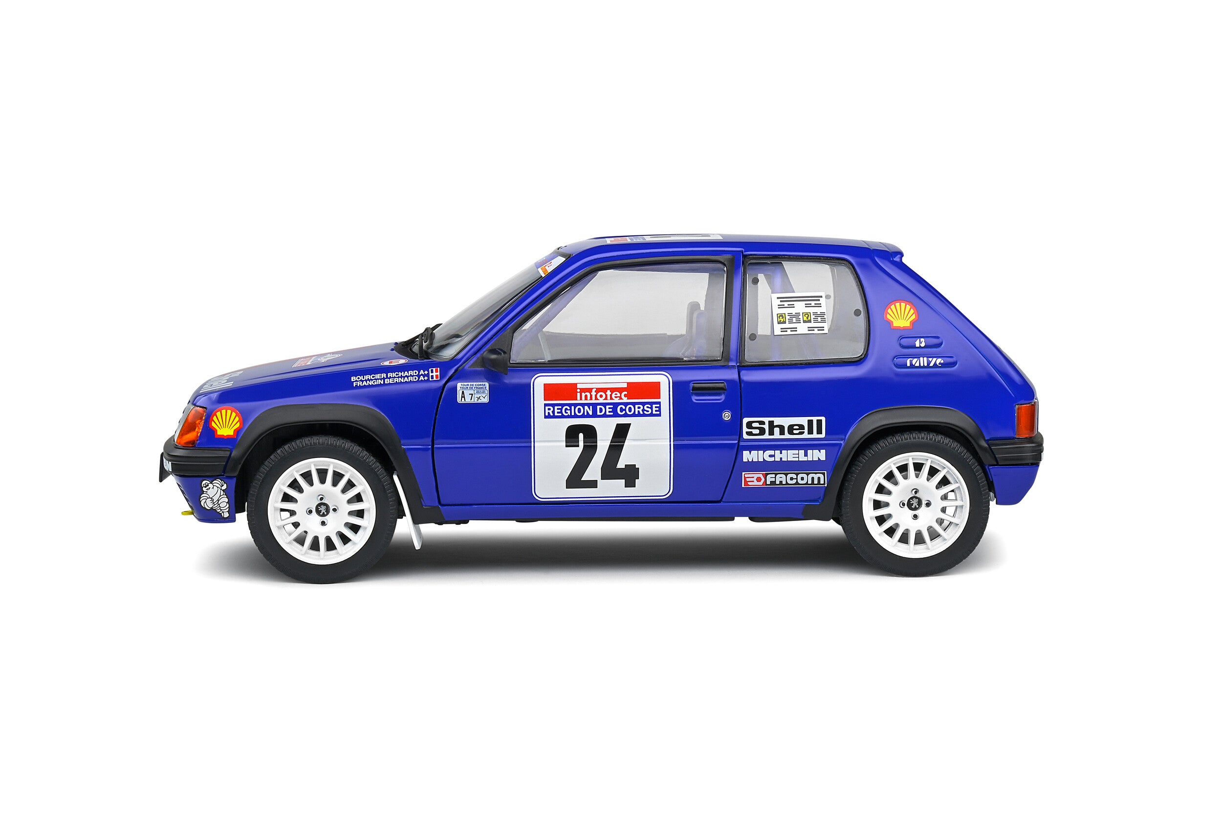 SOLIDO 1:18 Diecast Model - 1801711 Peugeot 205 Rallye Gr.A #24 Tour de Corse 1990