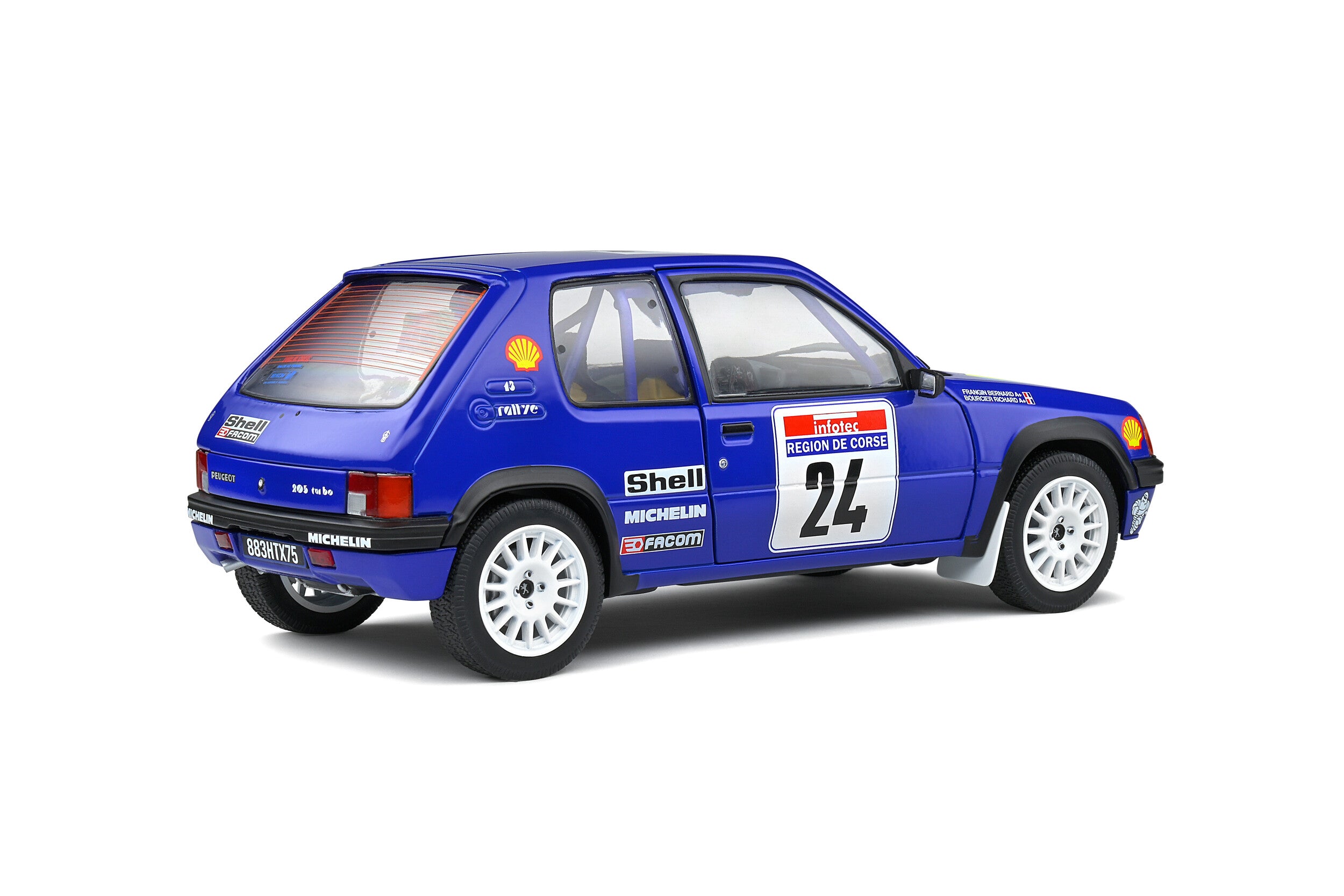 SOLIDO 1:18 Diecast Model - 1801711 Peugeot 205 Rallye Gr.A #24 Tour de Corse 1990