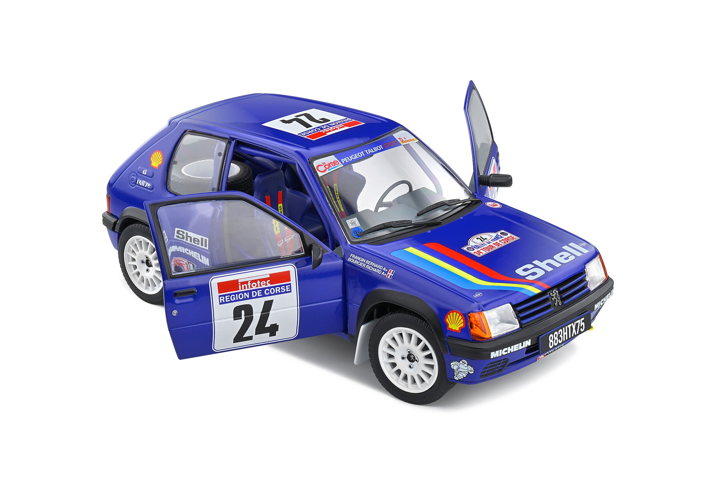 SOLIDO 1:18 Diecast Model - 1801711 Peugeot 205 Rallye Gr.A #24 Tour de Corse 1990