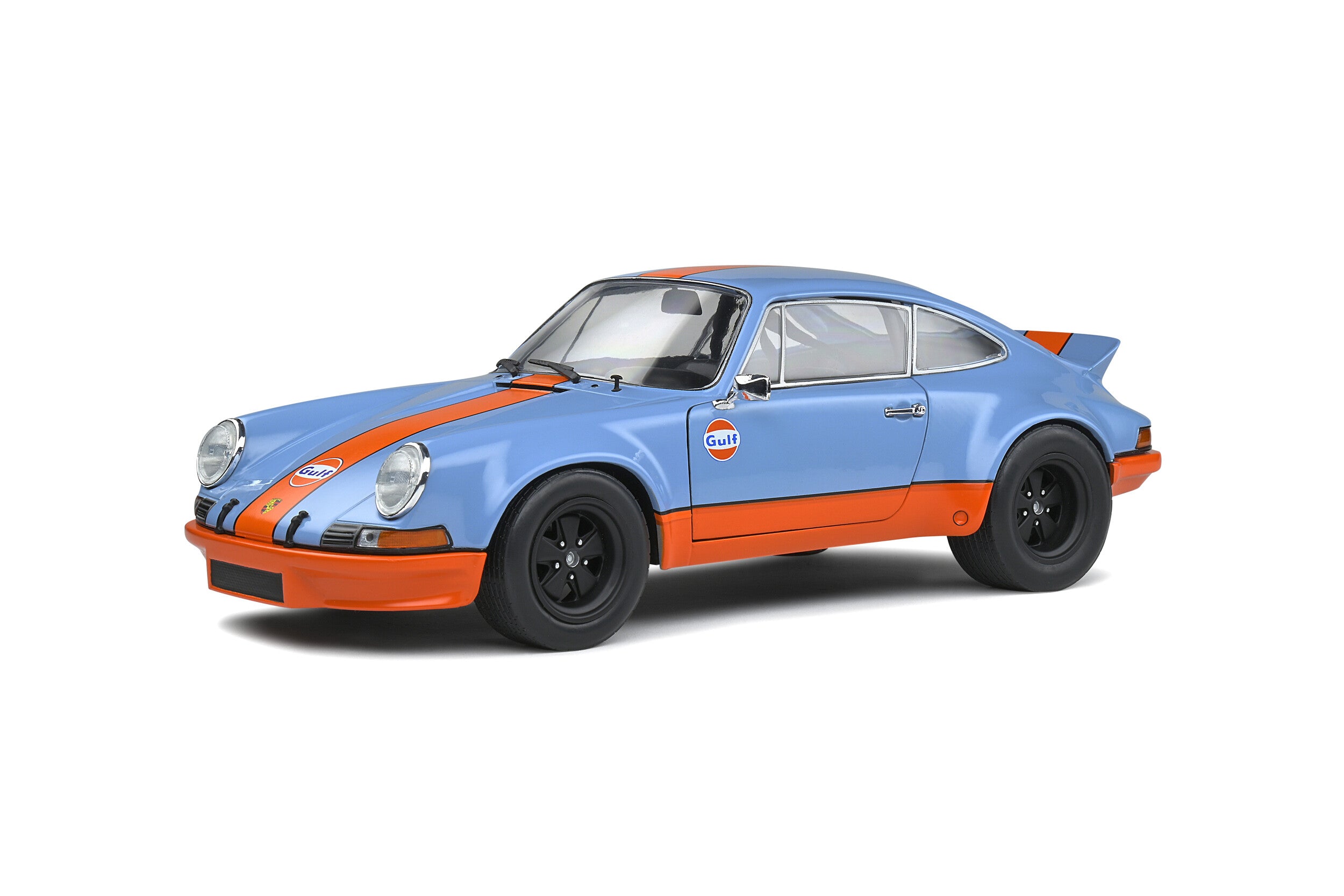 SOLIDO 1:18 Scale Diecast Model, Porsche 911 RSR 1973 Gulf in Blue/Orange