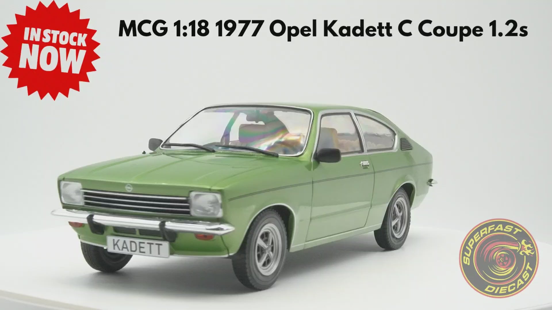MCG 1:18 Scale Diecast Model Car - 1977 Opel Kadett C Coupe 1.2s, Gree
