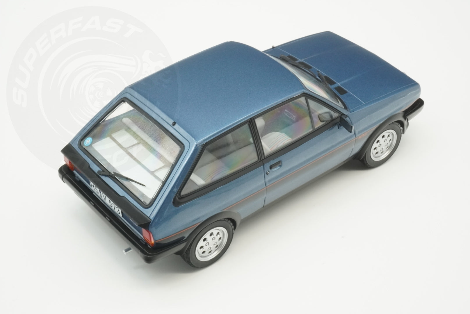NoRev 1:18 Scale Diecast Model Car, 1981 Ford Fiesta Mk 1 XR2, Blue Metallic - NV182744