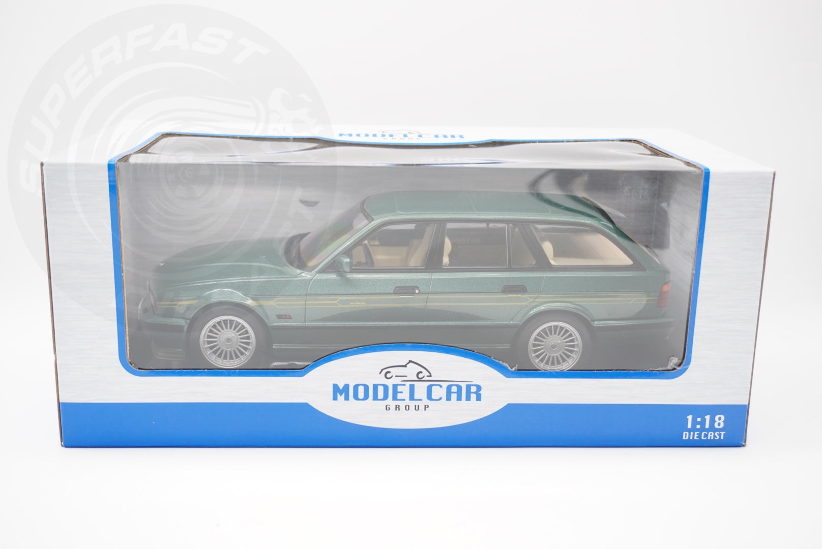 MCG 1:18 Scale Diecast Model Car - 1991 BMW Alpina B10 (E34) Touring, Green - MCG18331