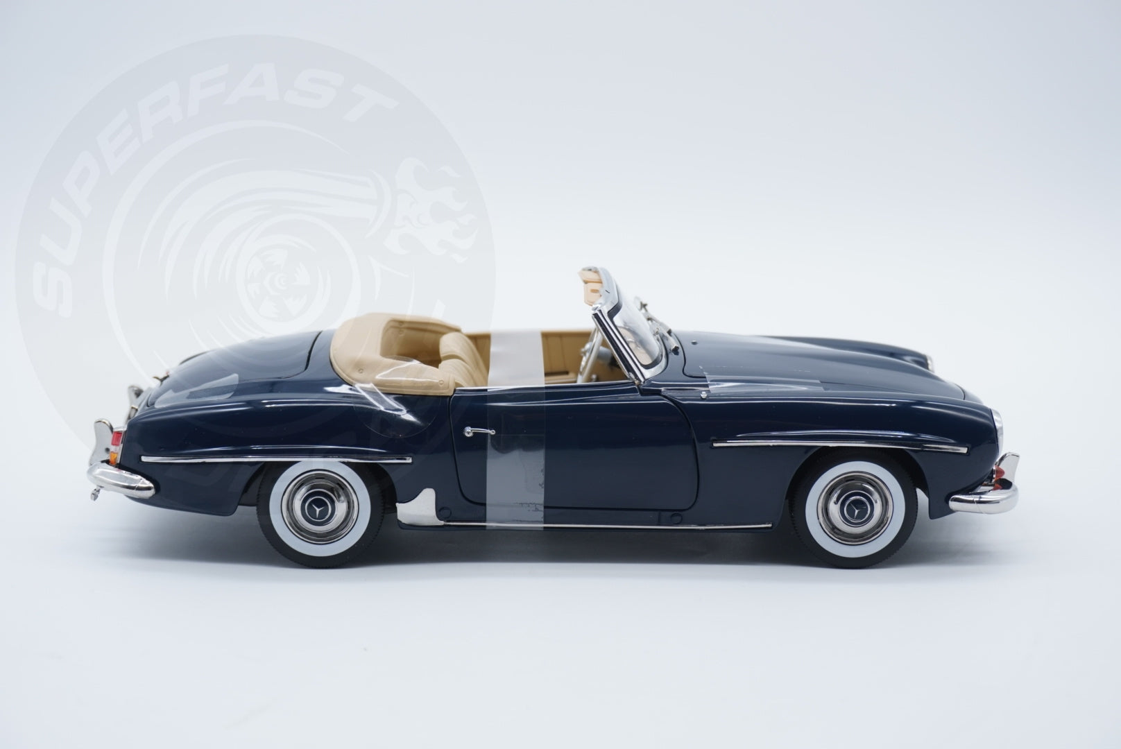 Norev 1:18 Scale Diecast Car - 1954 Mercedes Benz 190 SL, Middle Blue - 183403