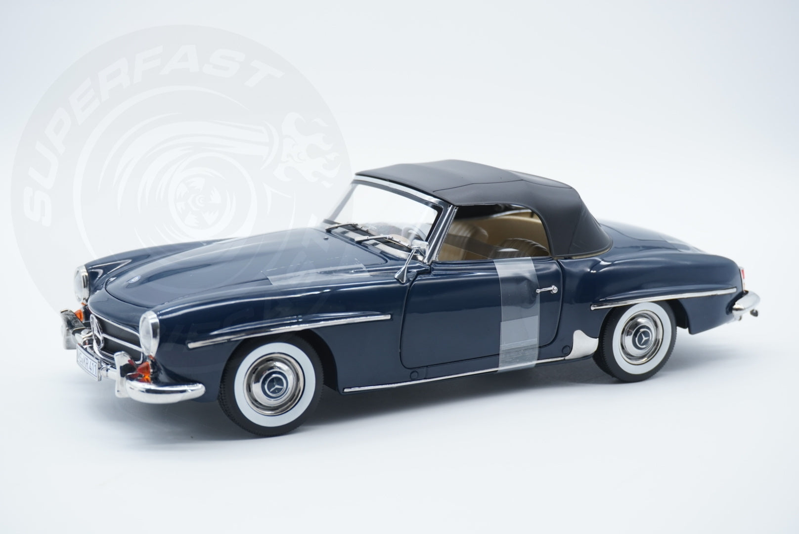 Norev 1:18 Scale Diecast Car - 1954 Mercedes Benz 190 SL, Middle Blue - 183403