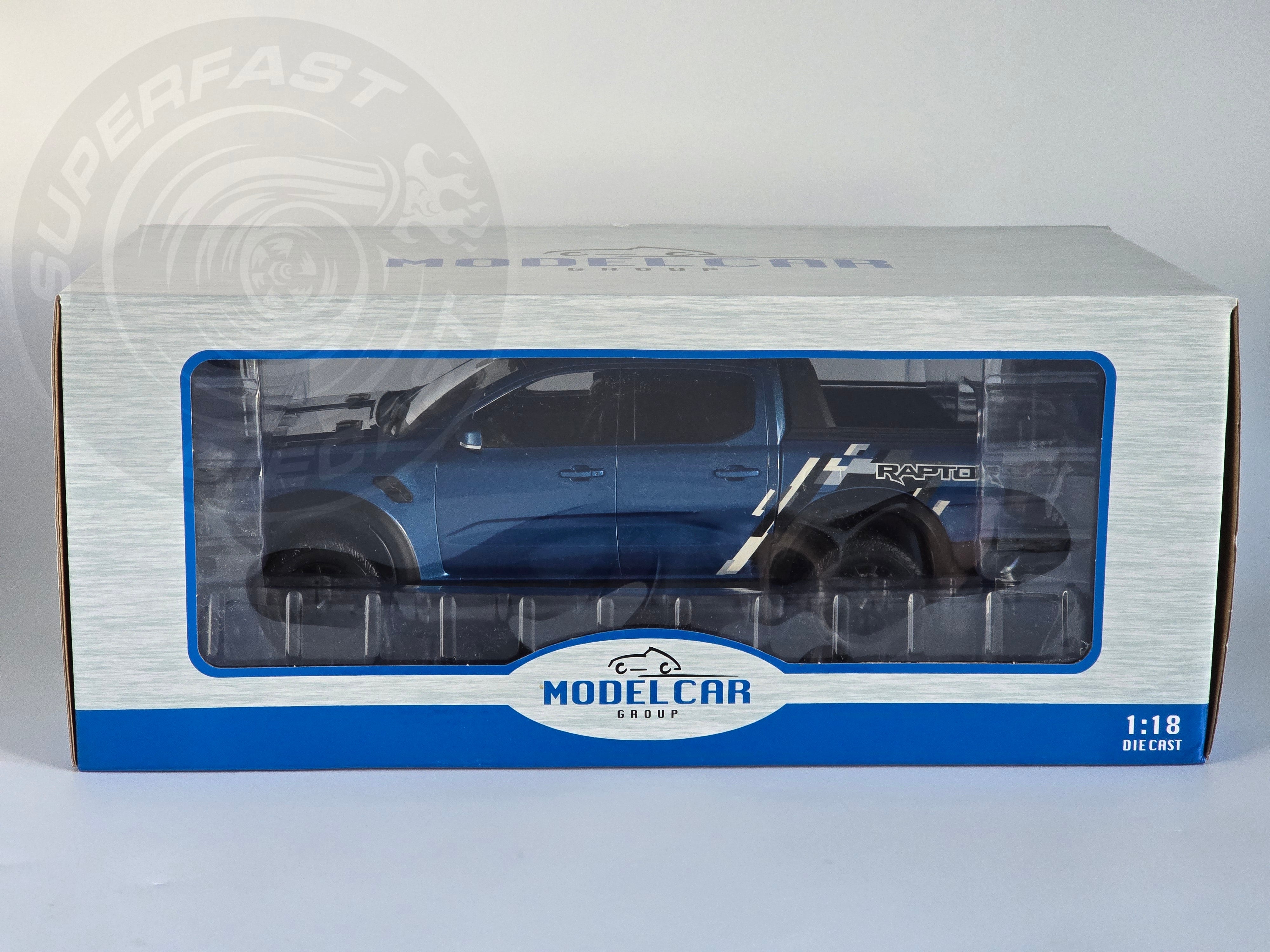 MCG 1:18 Scale Diecast Model Car -  2023 Ford Ranger Raptor, Metallic Blue