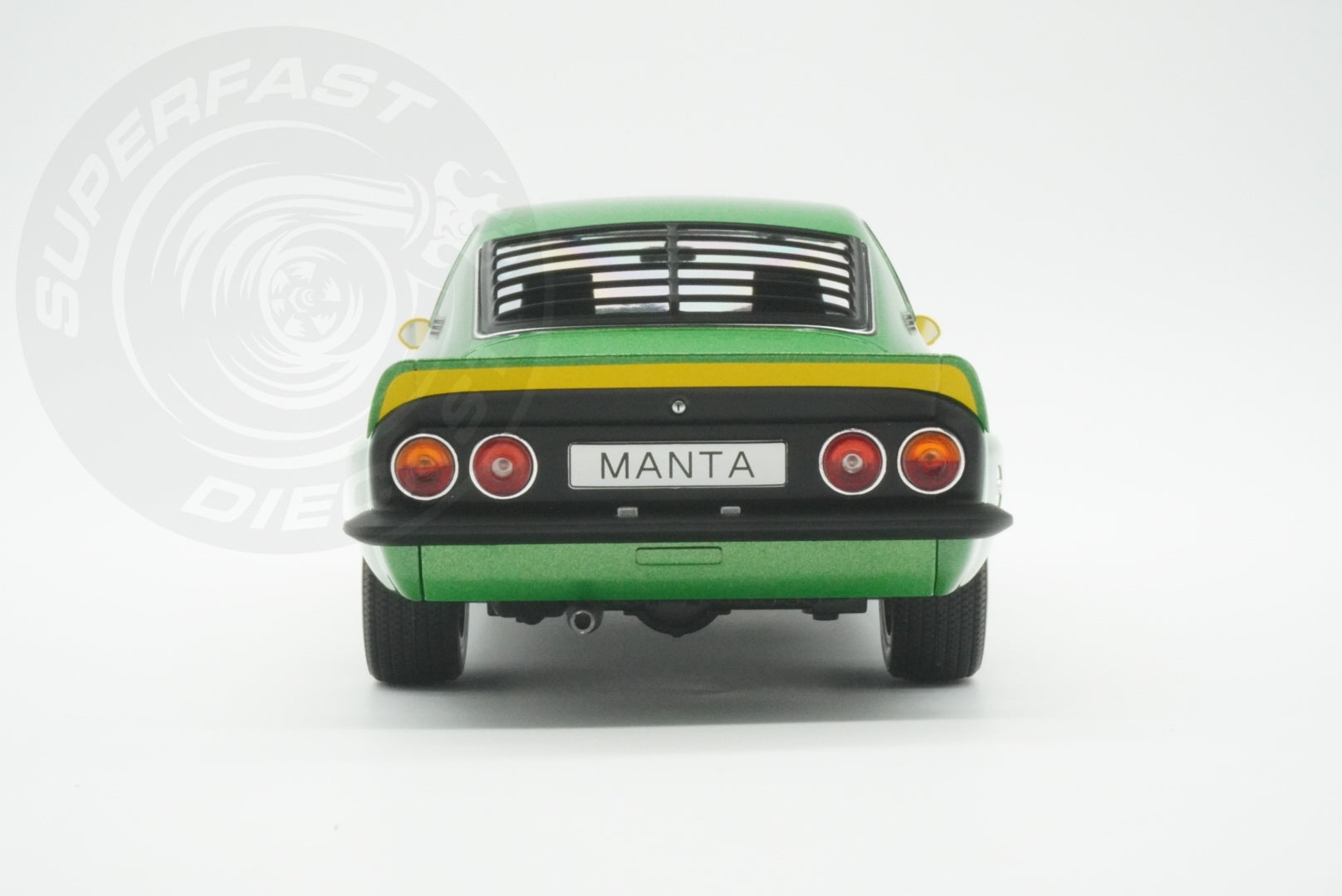 MCG 1:18 Scale Diecast - 1974 Opel Manta A Irmscher, Green/Yellow - MCG18425