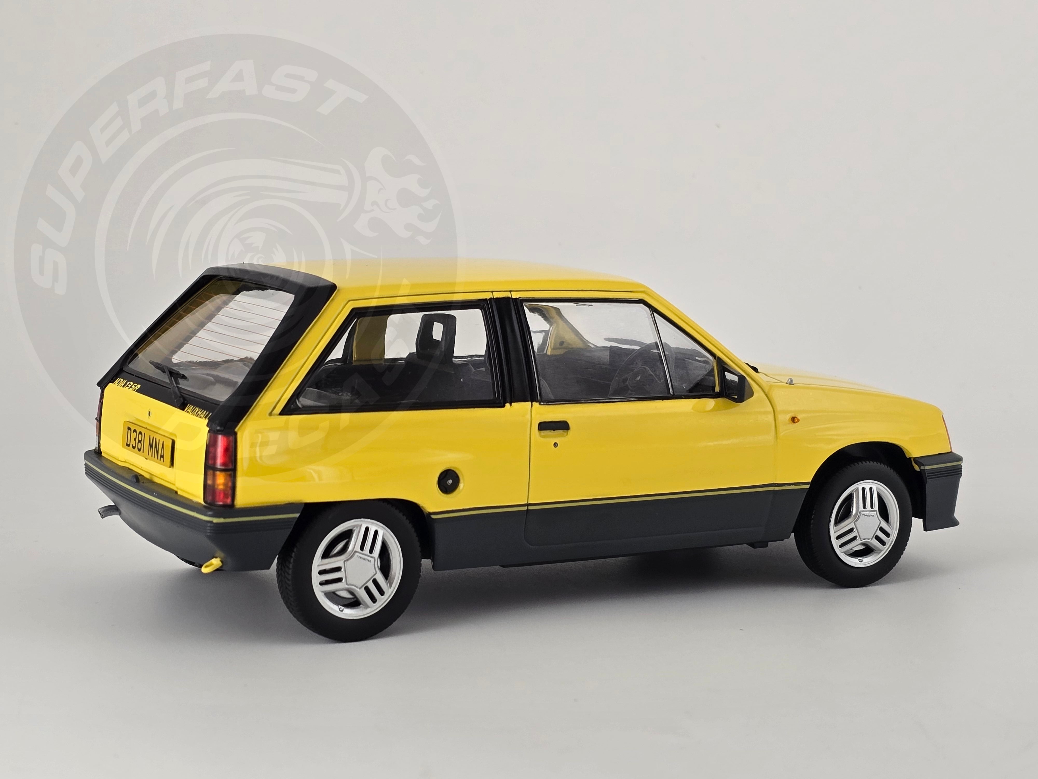MCG 1:18 Scale Diecast - 1983 Vauxhall Nova SR (UK Exclusive RHD), Yellow - MCG18903
