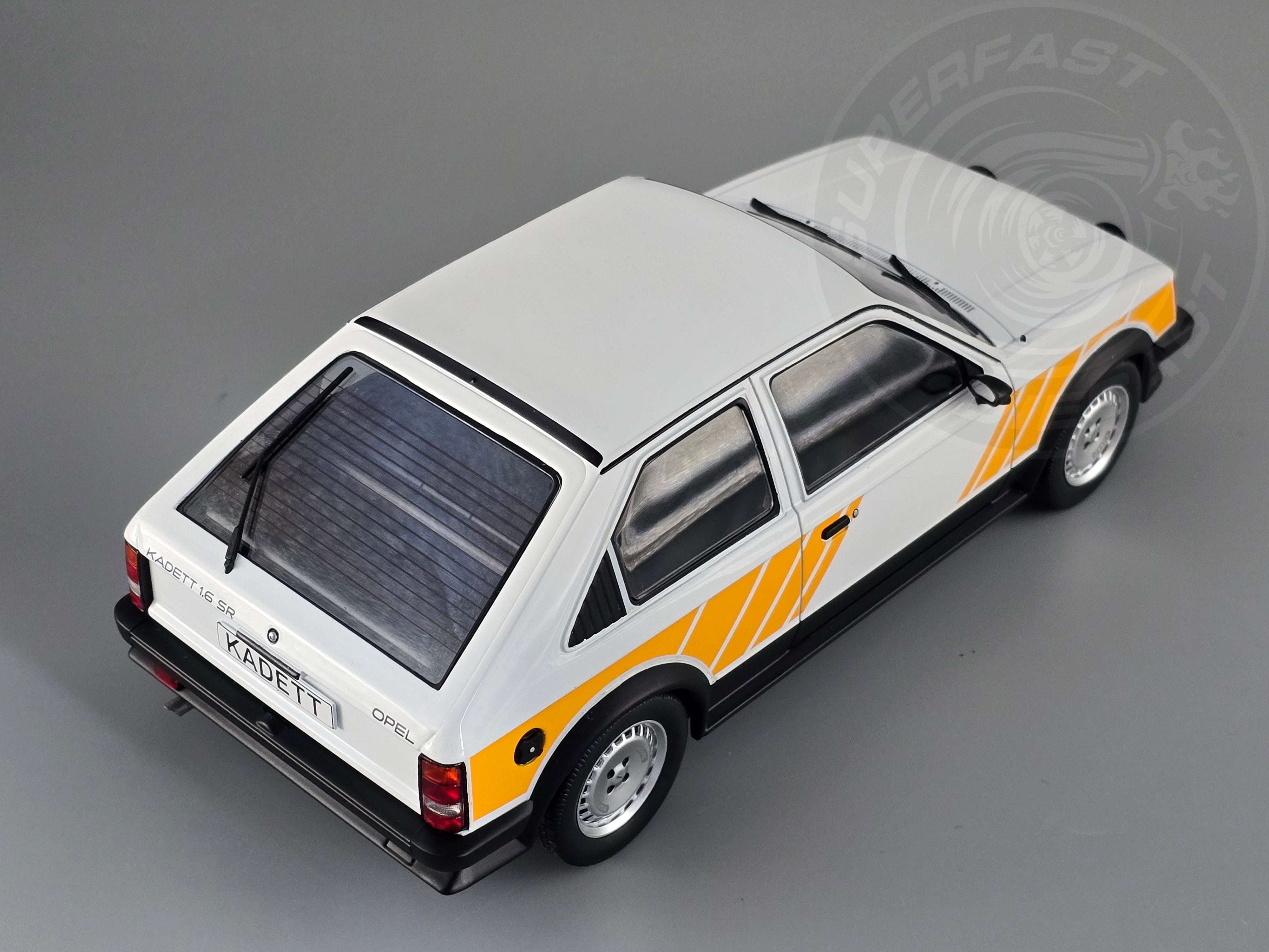 MCG 1:18 Scale Diecast Model Car - Opel Kadett D SR (Vauxhall Astra mk1) White/Yellow - MCG18534