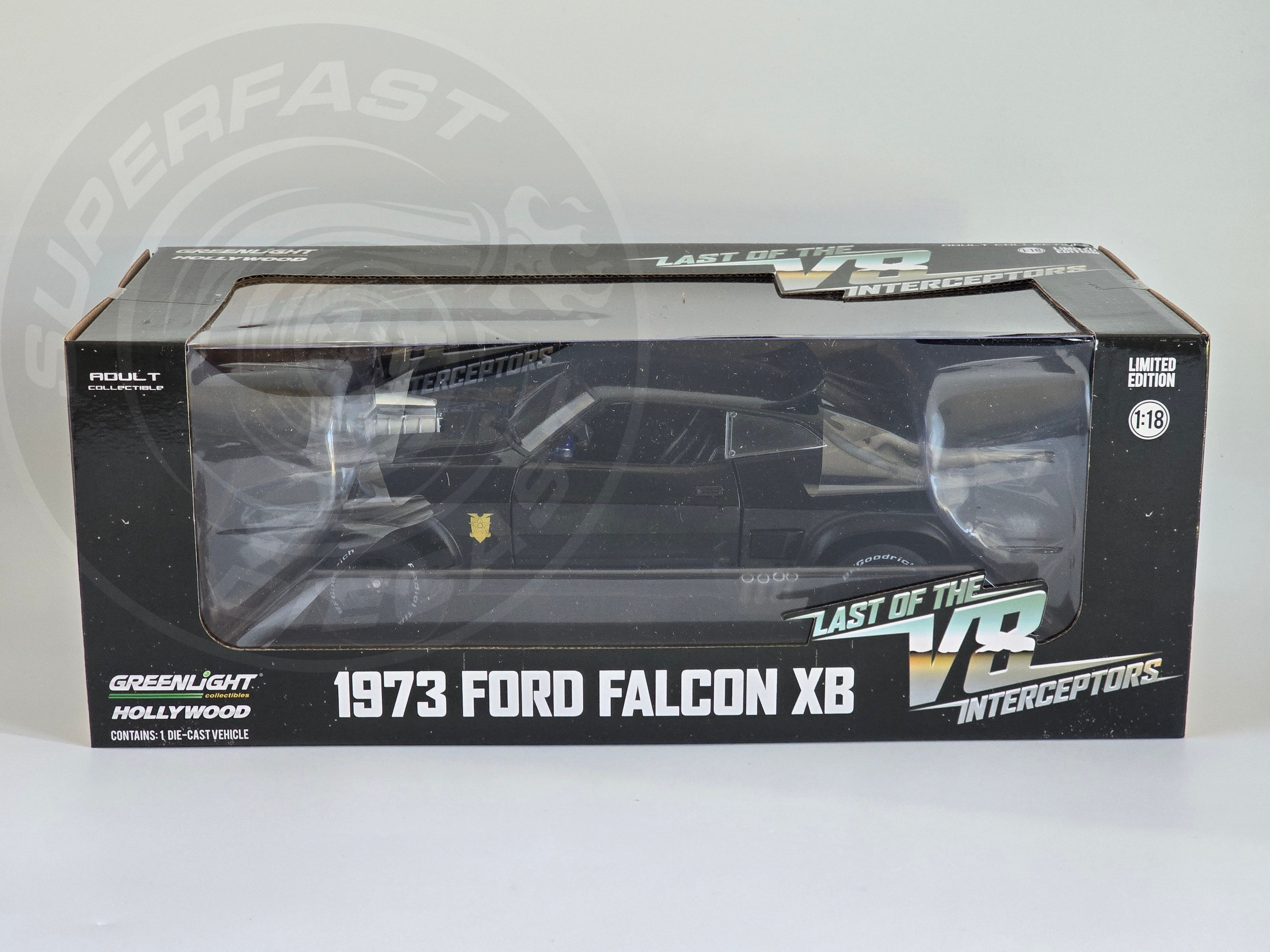 Greenlight Hollywood 1:18 Diecast - 1973 Ford Falcon XB, Mad Max, Last of the V8 Interceptors - Black - 12996