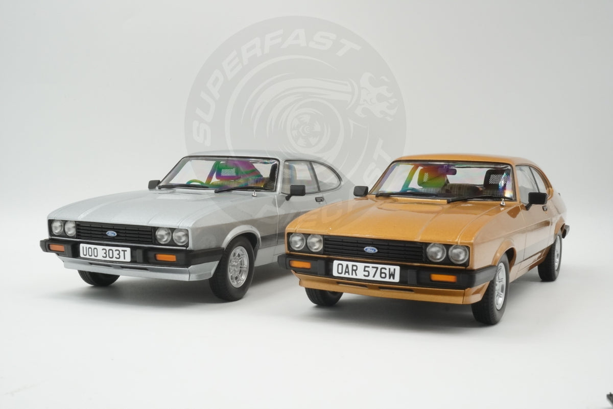 MCG 1:18 Scale Diecast - Ford Capri Mk III (RHD UK Exclusive - The Professionals) , Gold and Silver (Both models)