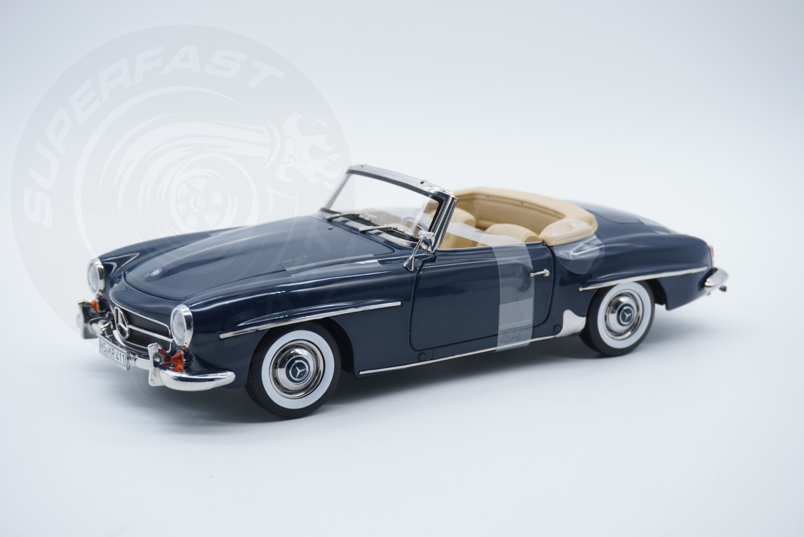 Norev 1:18 Scale Diecast Car - 1954 Mercedes Benz 190 SL, Middle Blue - 183403
