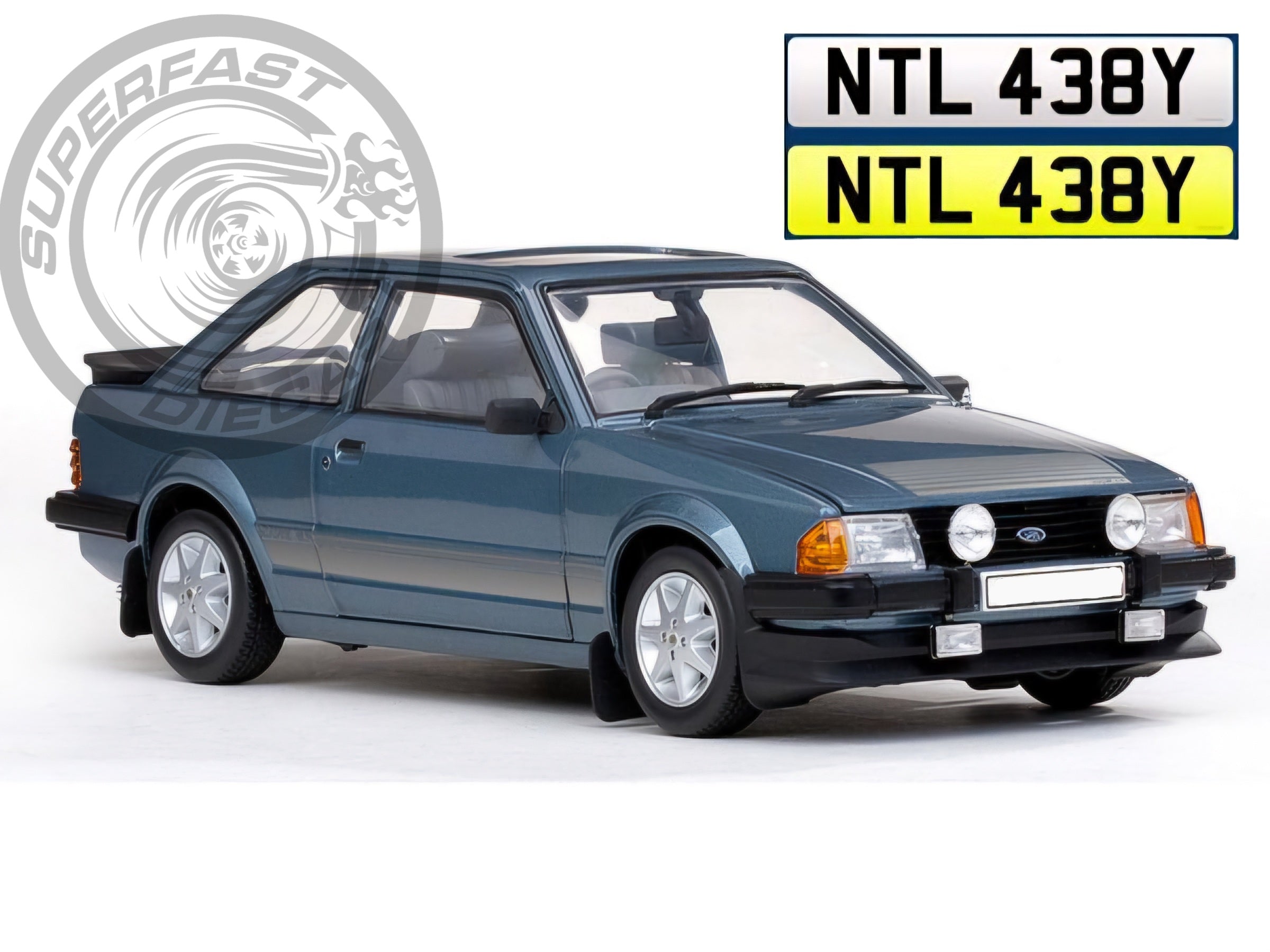 SUNSTAR 1:18 Scale - 1981 Ford Escort Mk3 RS1600i, Caspian Blue - RHD UK EXCLUSIVE