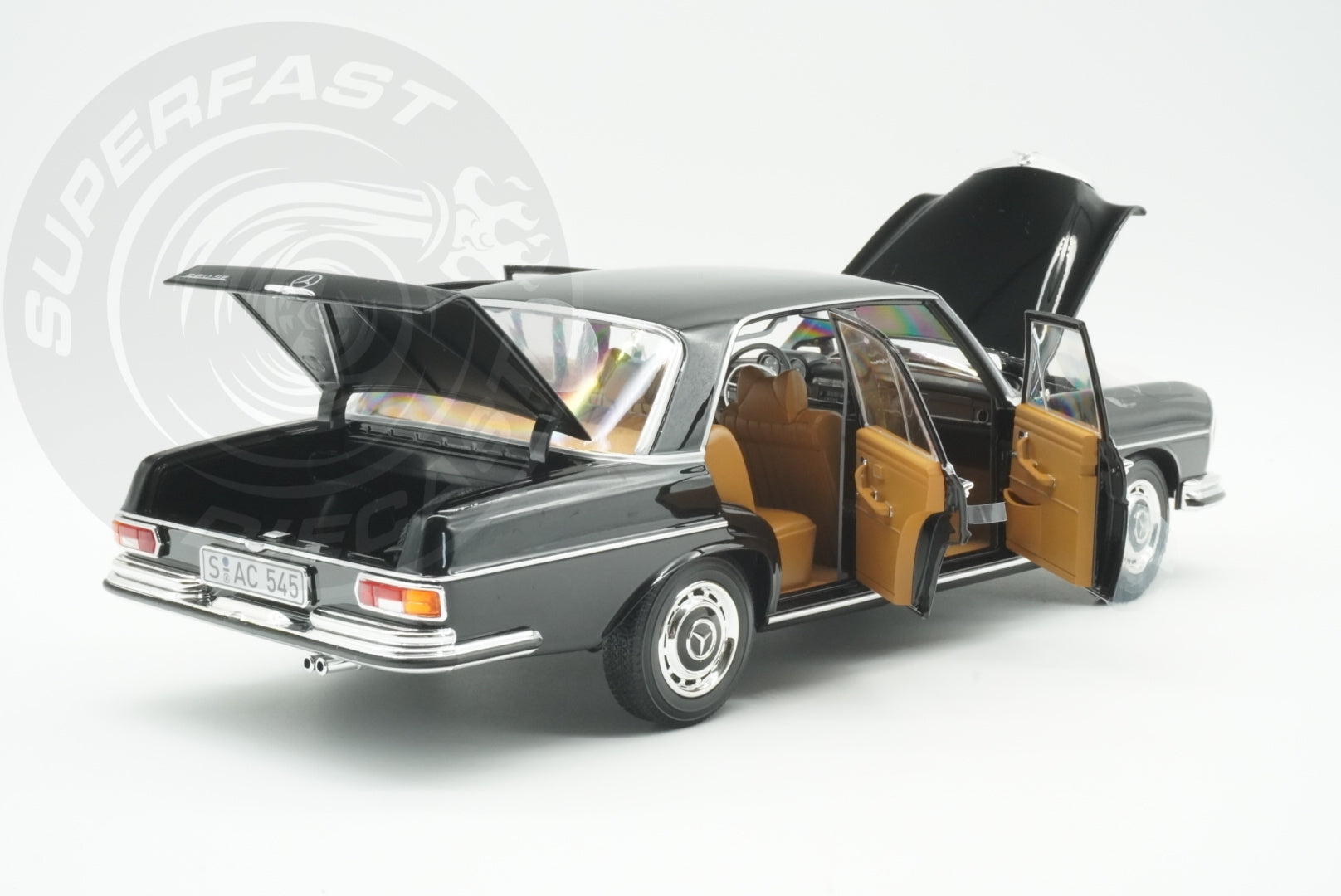 Norev 1:18 Scale Diecast Car - 1968 Mercedes Benz 280 SE, Type W108, Black - 183360