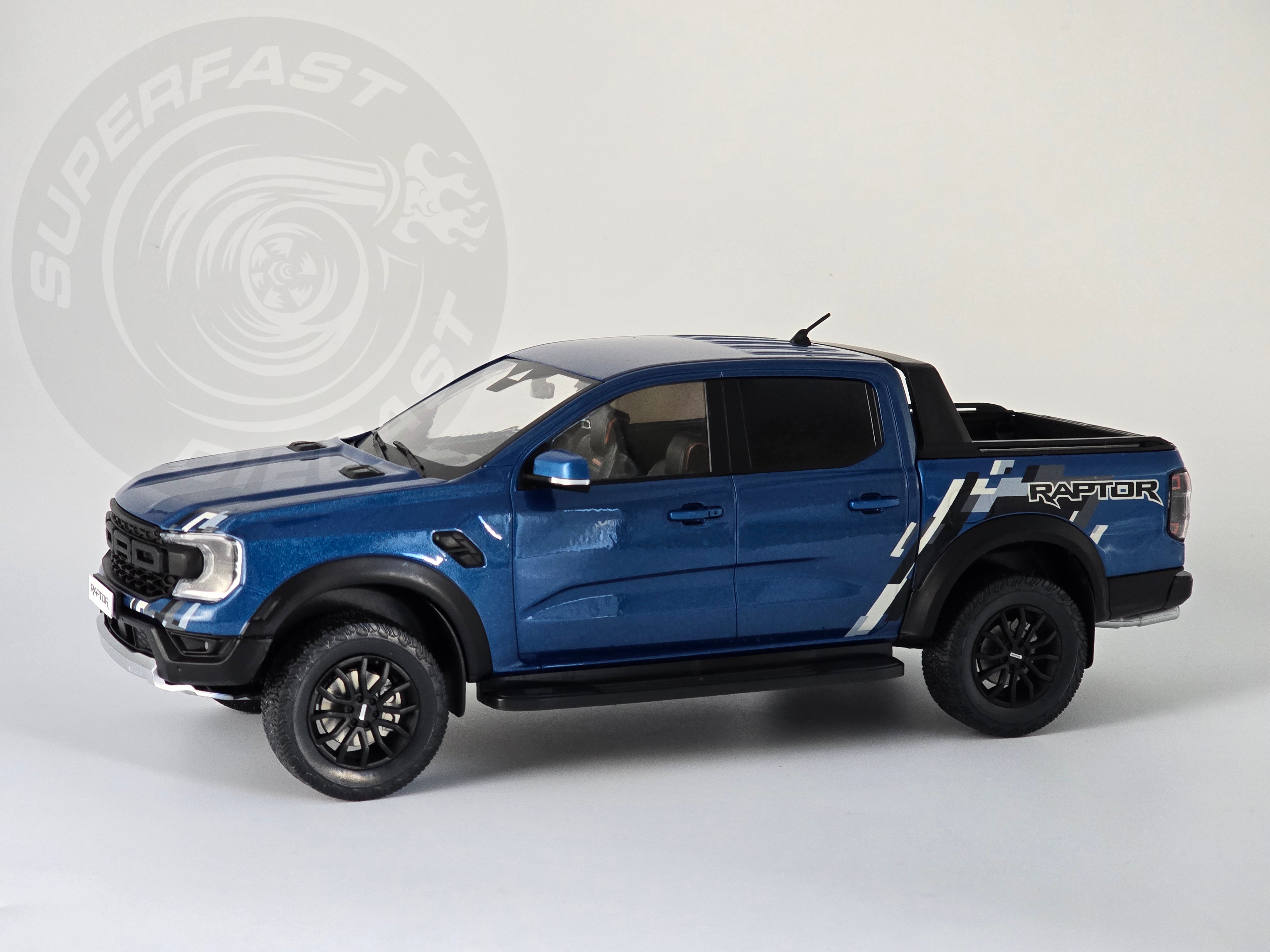 MCG 1:18 Scale Diecast Model Car -  2023 Ford Ranger Raptor, Metallic Blue