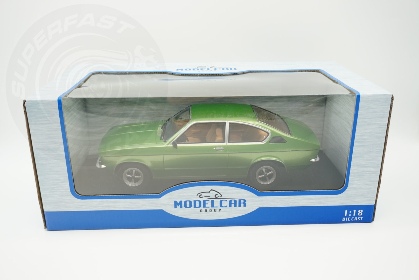 MCG 1:18 Scale Diecast Model Car - 1977 Opel Kadett C Coupe 1.2s, Gree