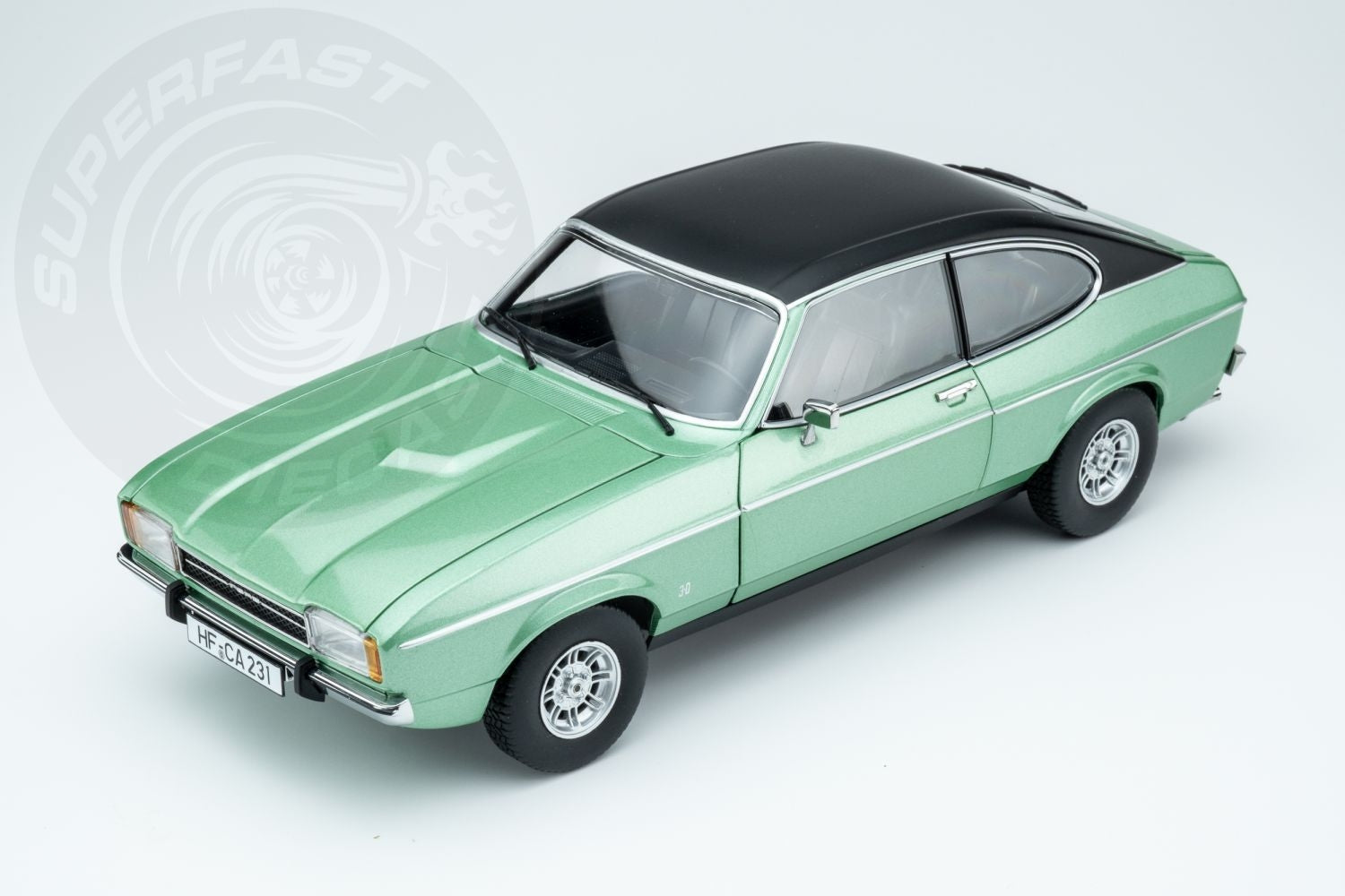 Touring Modelcars 1:18 Scale Diecast - 1974 Ford Capri Mk2 3.0 Ghia, MEDITERRANEAN GREEN - 18081202