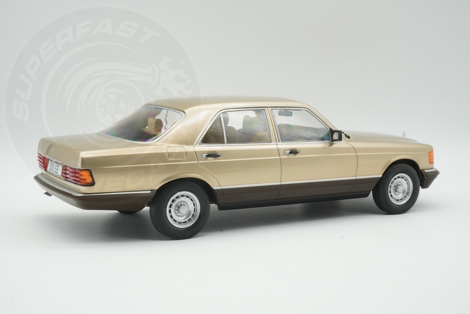 MCG 1:18 Scale Diecast Model Car - 1972 Mercedes S-Class (W116), Beige - MCG18550