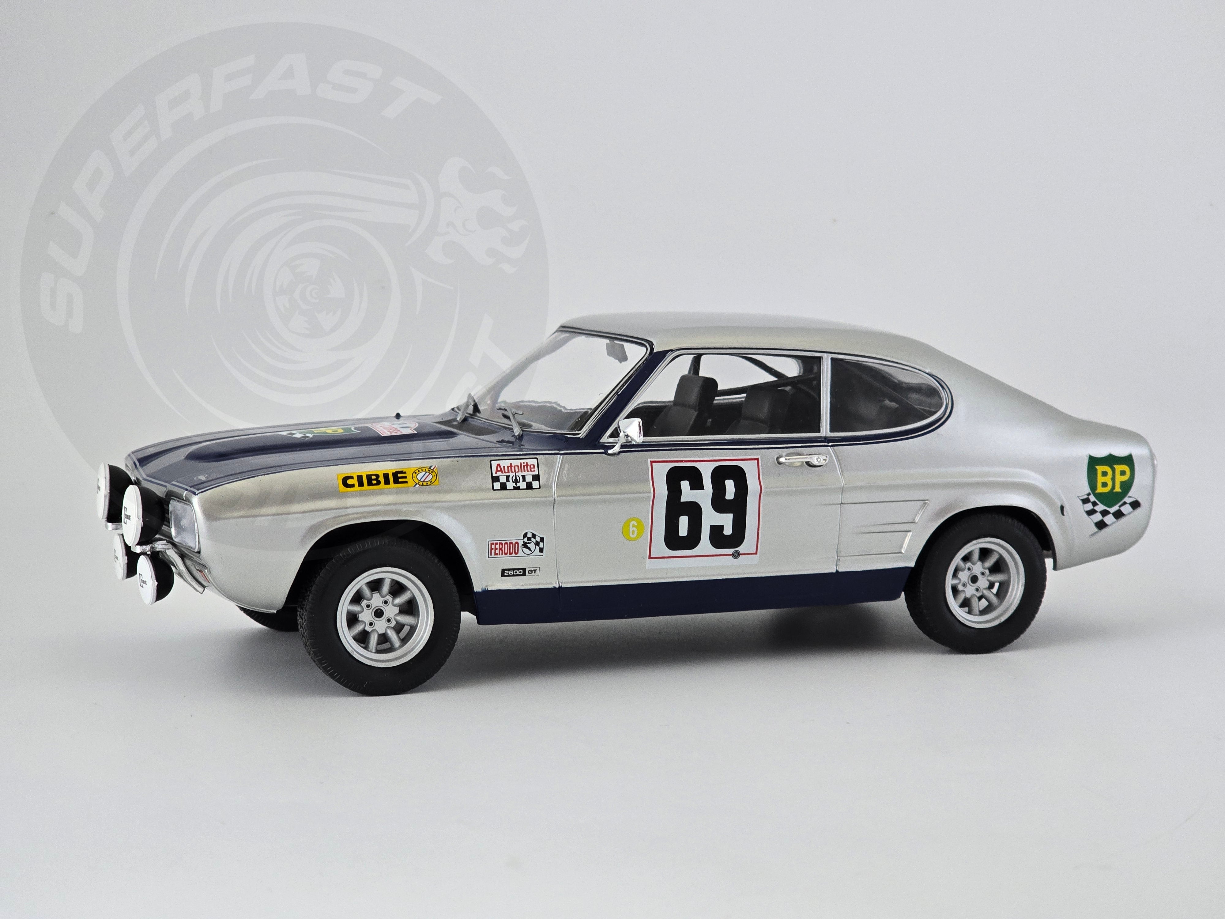 MCG 1:18 Scale Diecast - Ford Capri MK1 #69 Tour De Corse 1969, Silver - MCG18298R