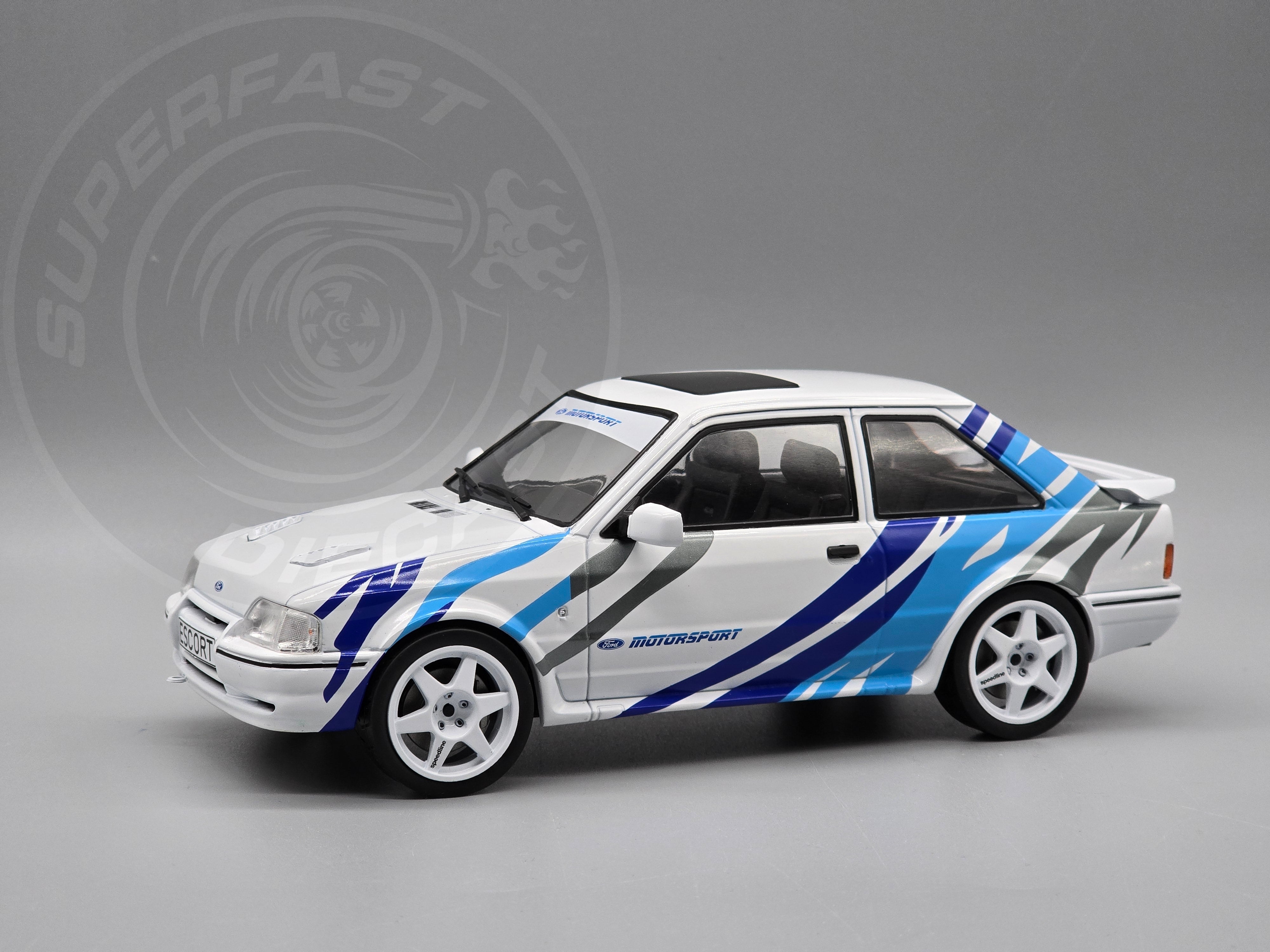 MCG 1:18 1990 Ford Escort Mk4 RS Turbo (Series 2) - White/Blue Tiger S