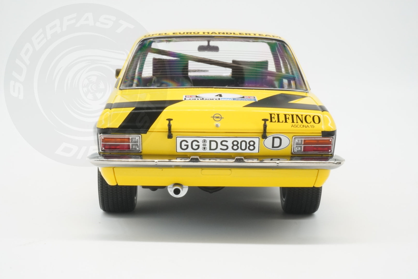 MCG 1:18 Diecast - Opel Ascona A, RAC Rally, 1975, #4, W.Röhrl/C.Geistdörfer, Yellow/Black - MCG18345R