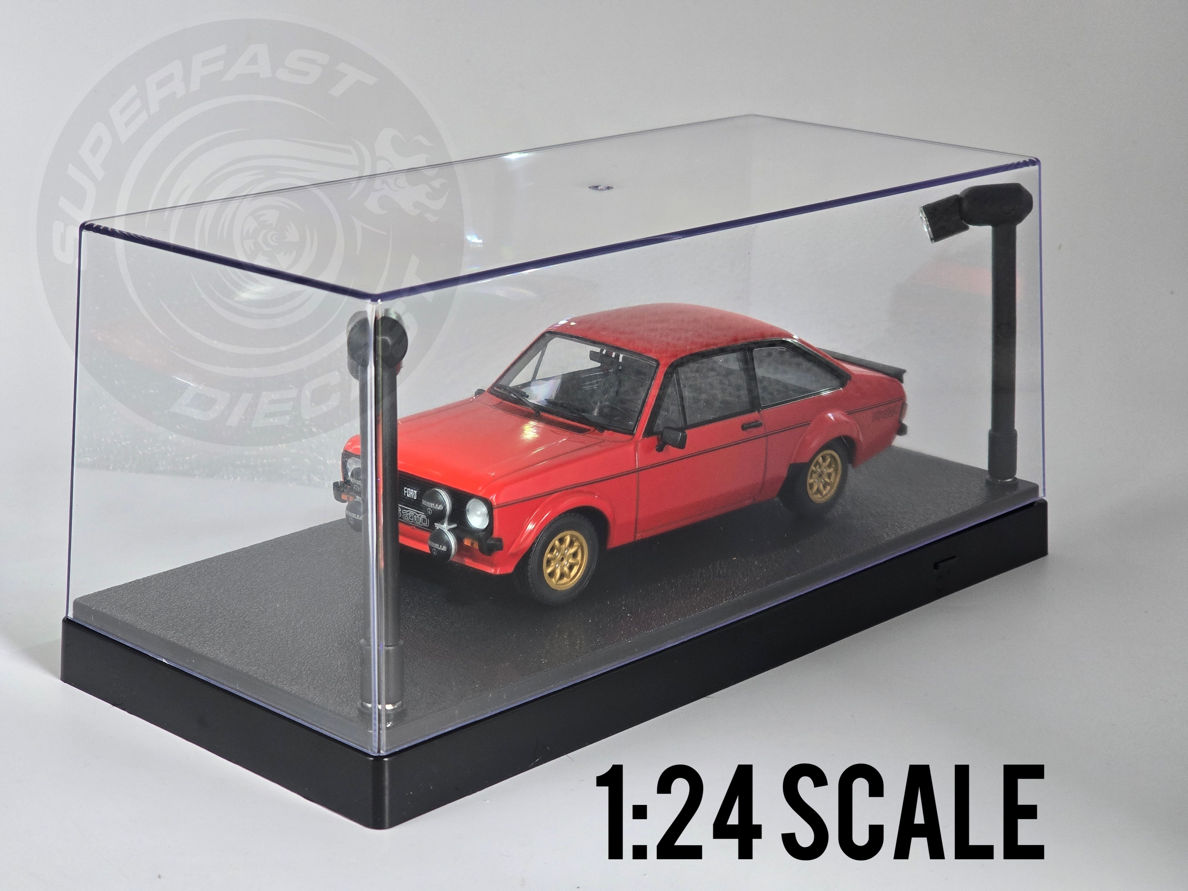 Triple 9 - 1:24, 1:43, 1:64 LED DISPLAY CASE, 2 ADJUSTABLE LIGHTS 27 X 12.5 X 12CM WITH BLACK BASE - T9-439905BK