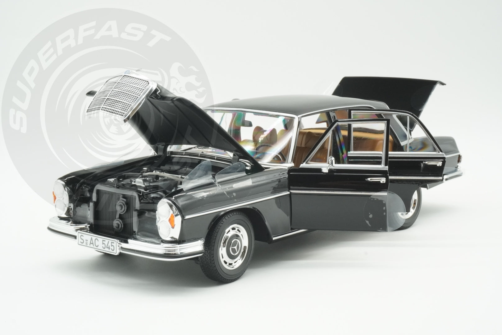 Norev 1:18 Scale Diecast Car - 1968 Mercedes Benz 280 SE, Type W108, Black - 183360