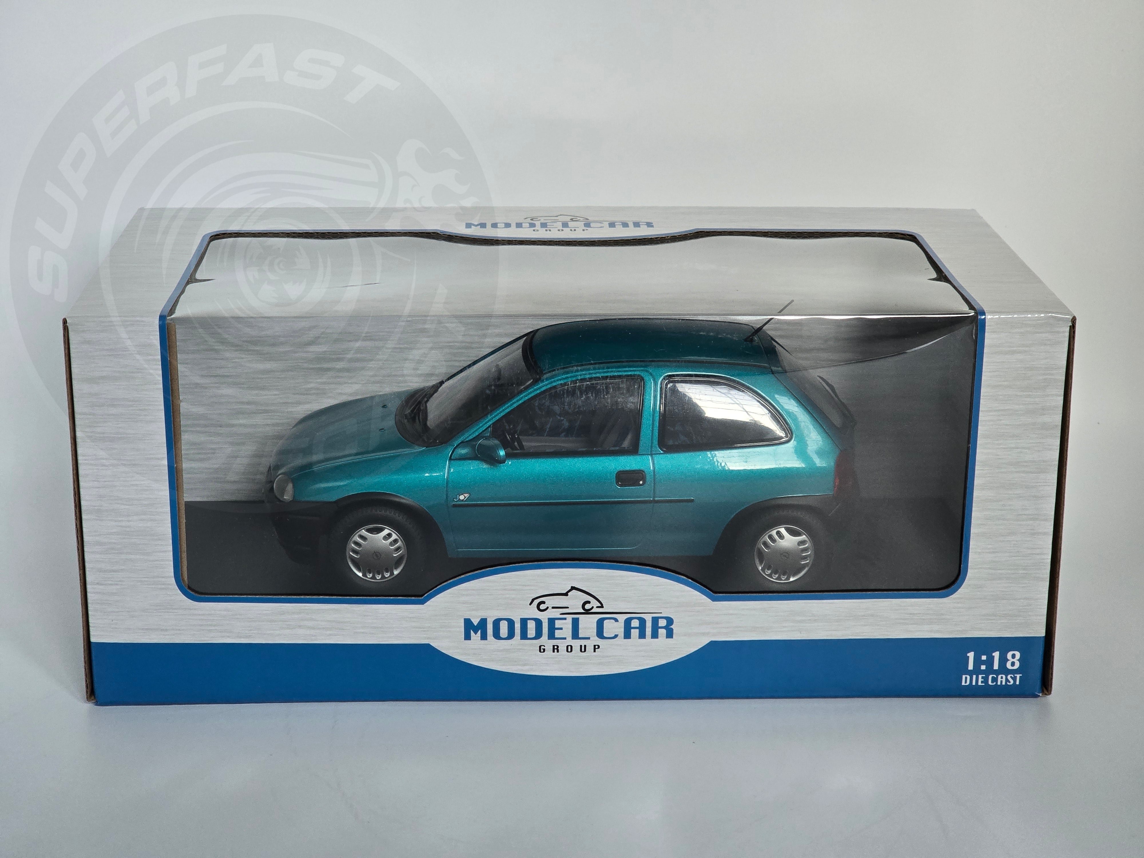 MCG 1:18 Scale Diecast - 1993 Opel Corsa B, Metallic Turquoise - MCG18