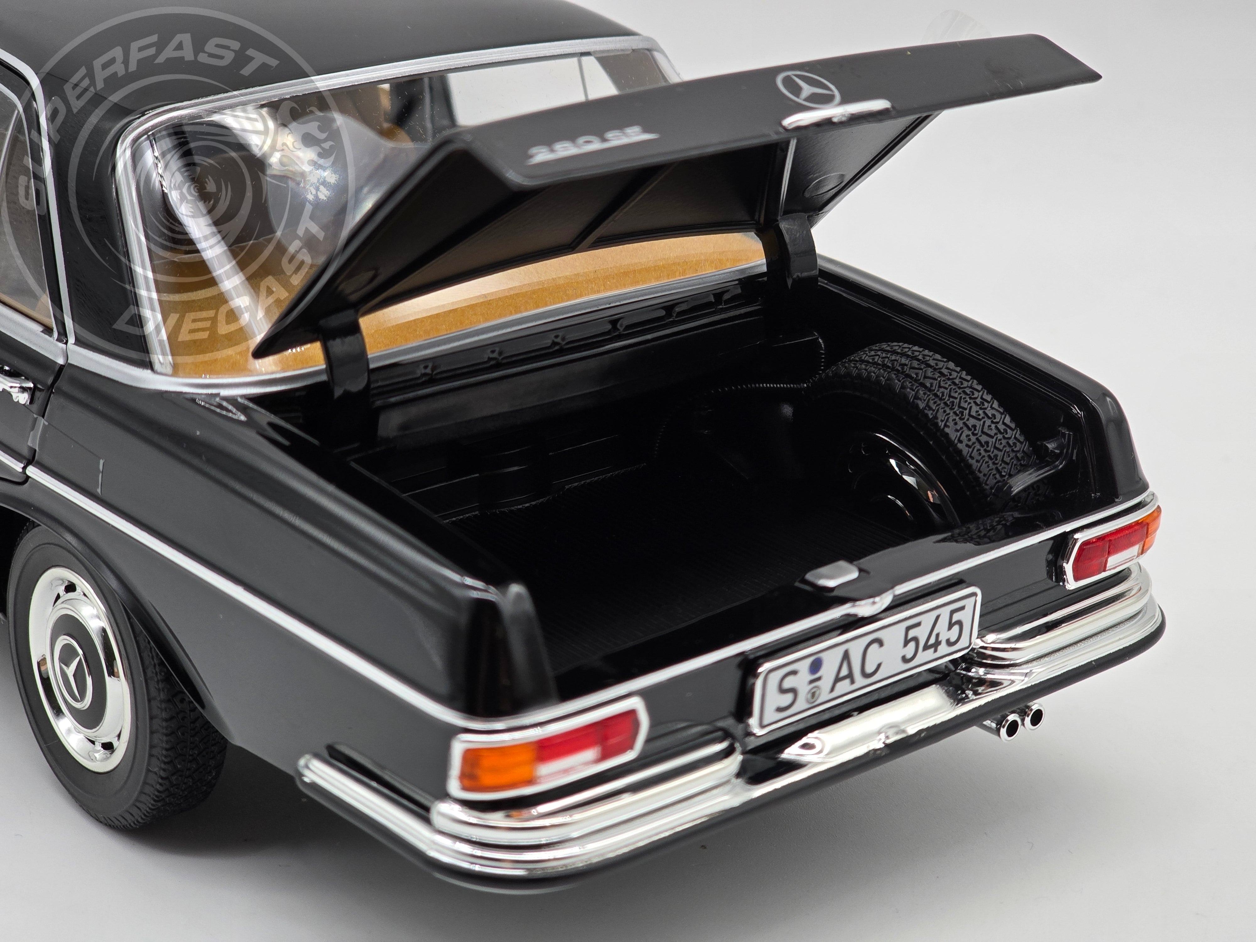 Norev 1:18 Scale Diecast Car - 1968 Mercedes Benz 280 SE, Type W108, Black - 183360