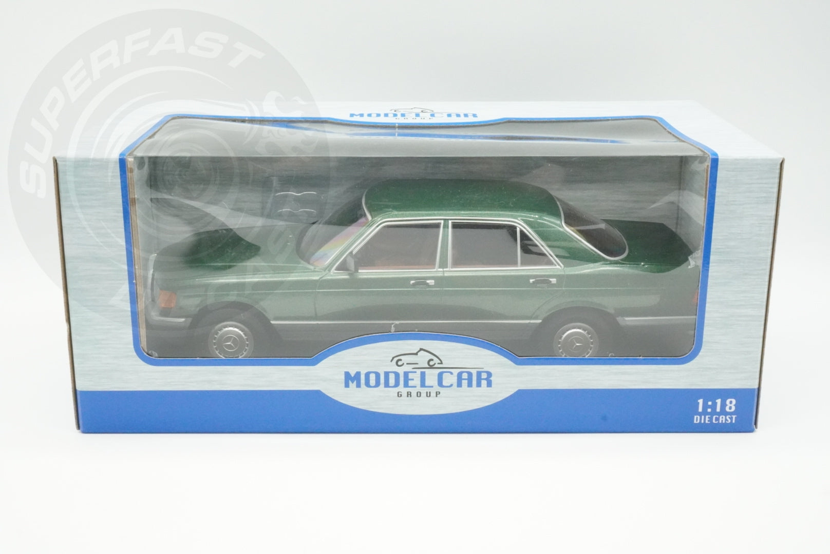 MCG 1:18 Scale Diecast Model Car -  1979 Mercedes S-Class 280 SE (W126), Green - MCG18549