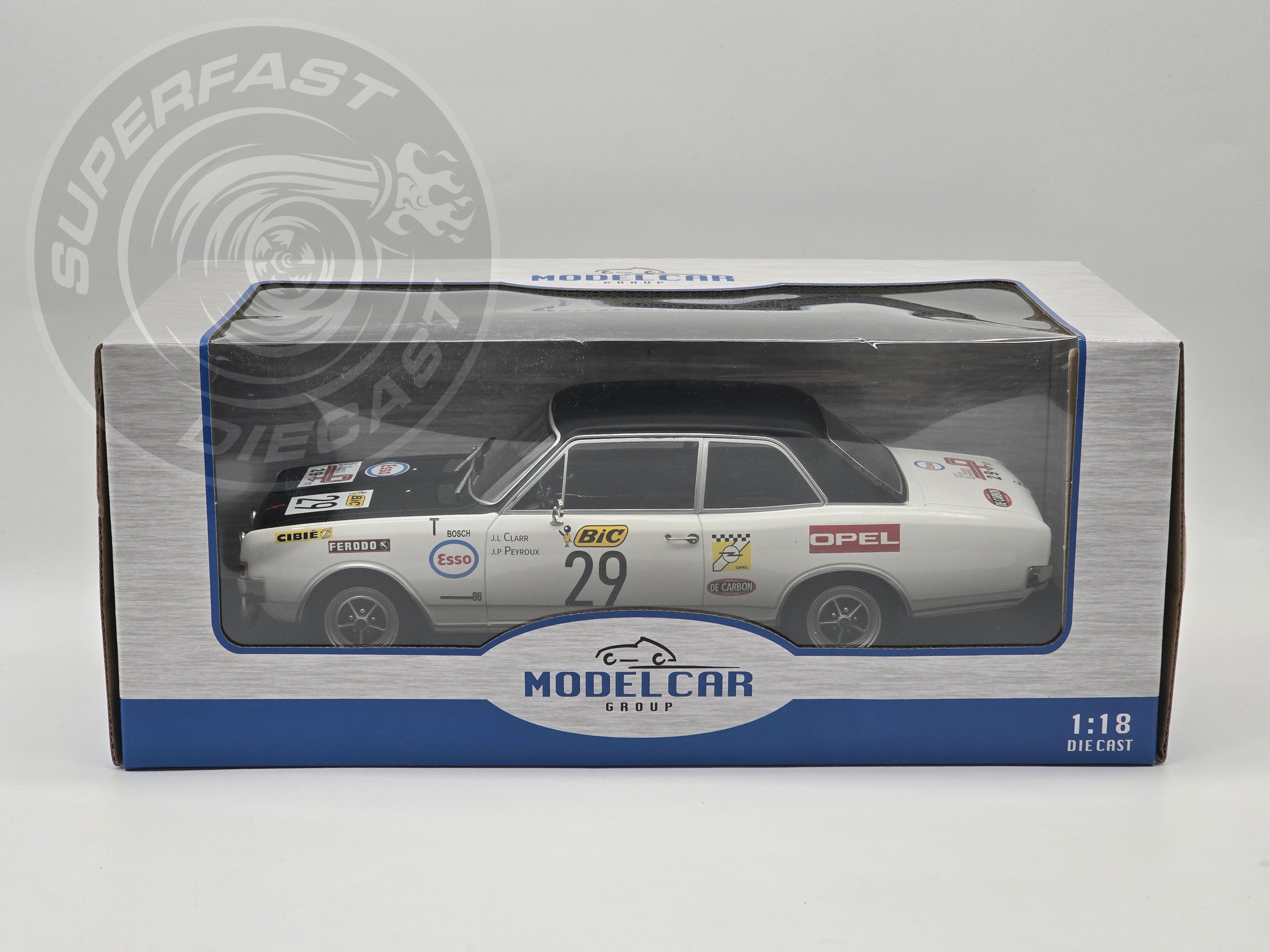 MCG 1:18 Scale Diecast - Opel Commodore Tour de France Automobile, 1971, #29, J.L.Clarr/J.P.Peyroux, White/Black - MCG18562