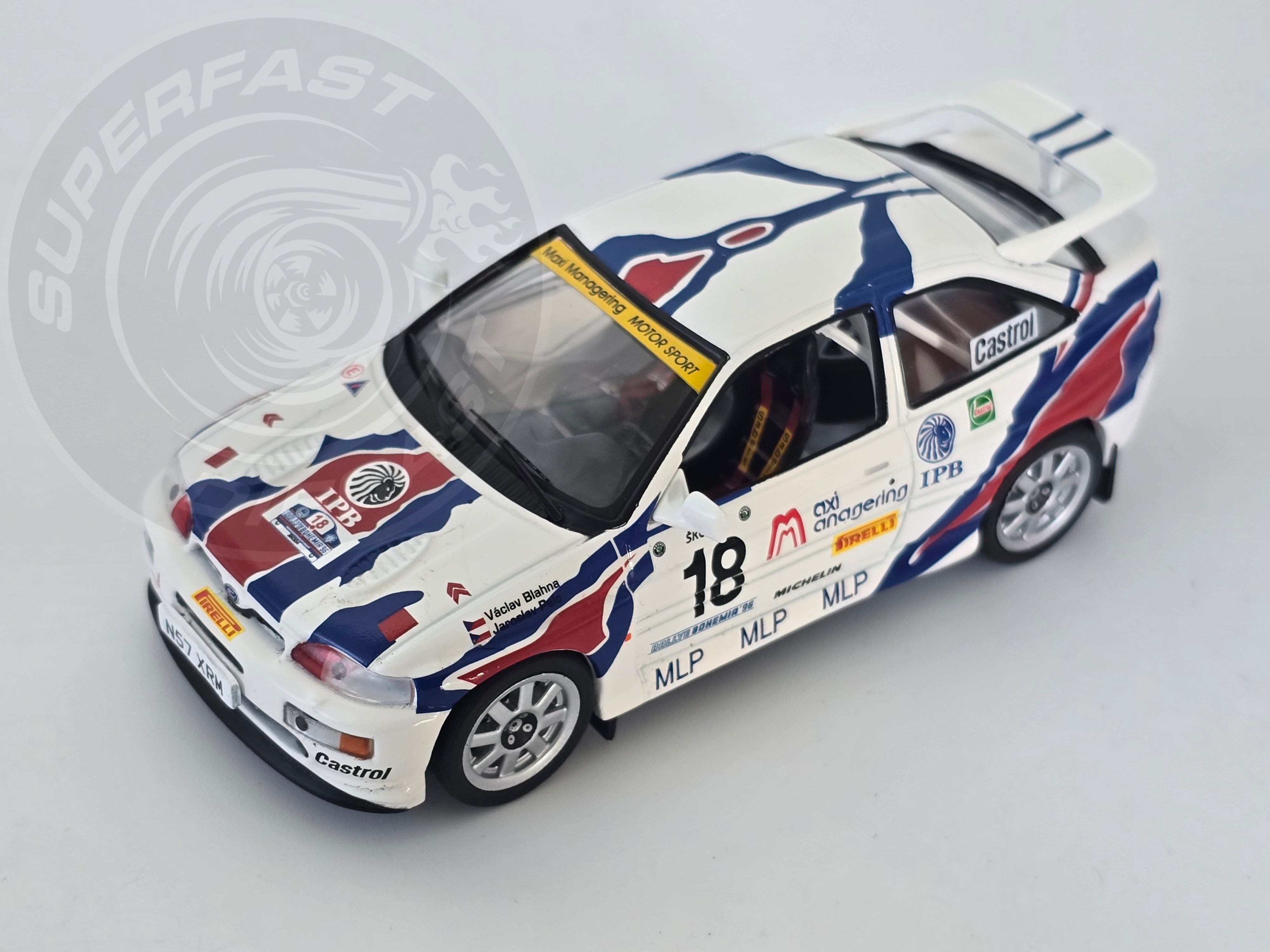 IXO 1:43 Scale Diecast - Ford Escort RS Cosworth #18 V.Blahna - J.Pelc, Rallye Bohemia 1986 - RAC415A.22