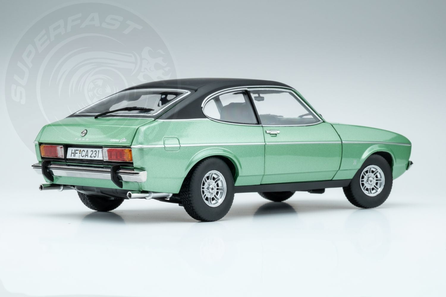 Touring Modelcars 1:18 Scale Diecast - 1974 Ford Capri Mk2 3.0 Ghia, MEDITERRANEAN GREEN - 18081202