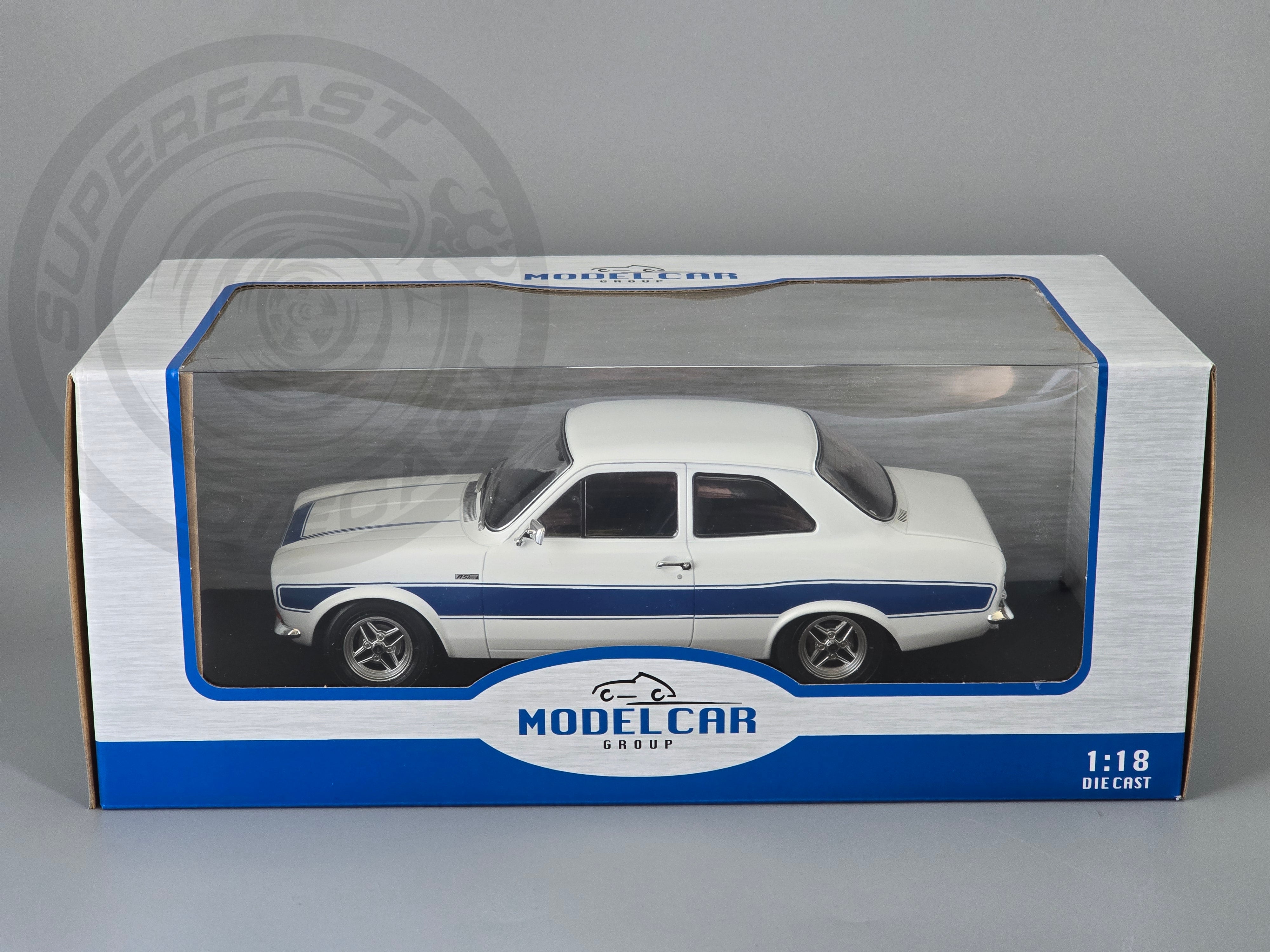 MCG 1:18 Scale Diecast Model Car -  1973 Ford Escort Mk1 RS2000 in White