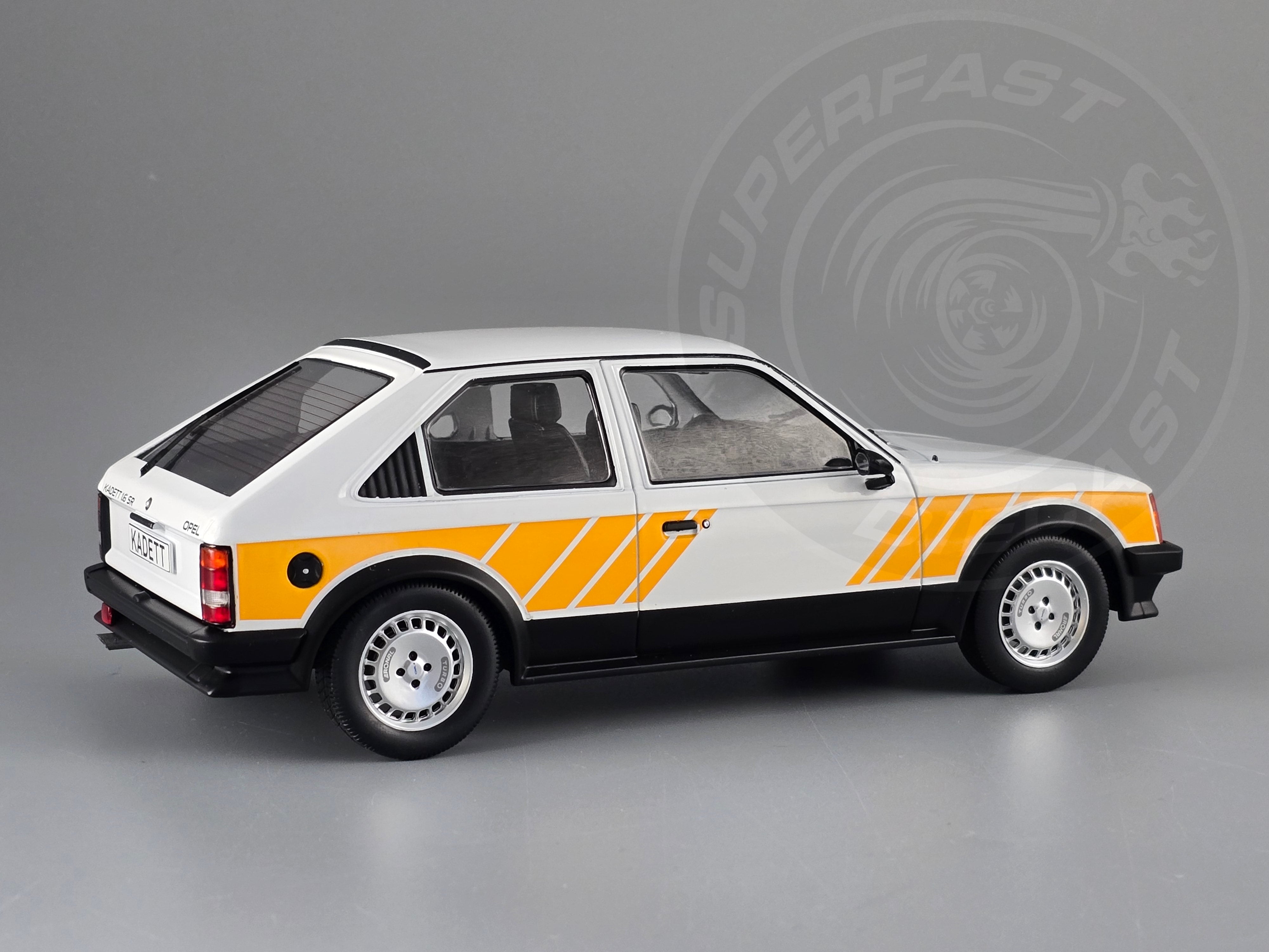 MCG 1:18 Scale Diecast Model Car - Opel Kadett D SR (Vauxhall Astra mk1) White/Yellow - MCG18534