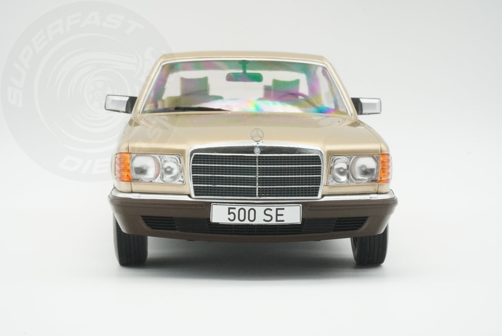 MCG 1:18 Scale Diecast Model Car - 1972 Mercedes S-Class 500 SE (W126), Beige - MCG18550