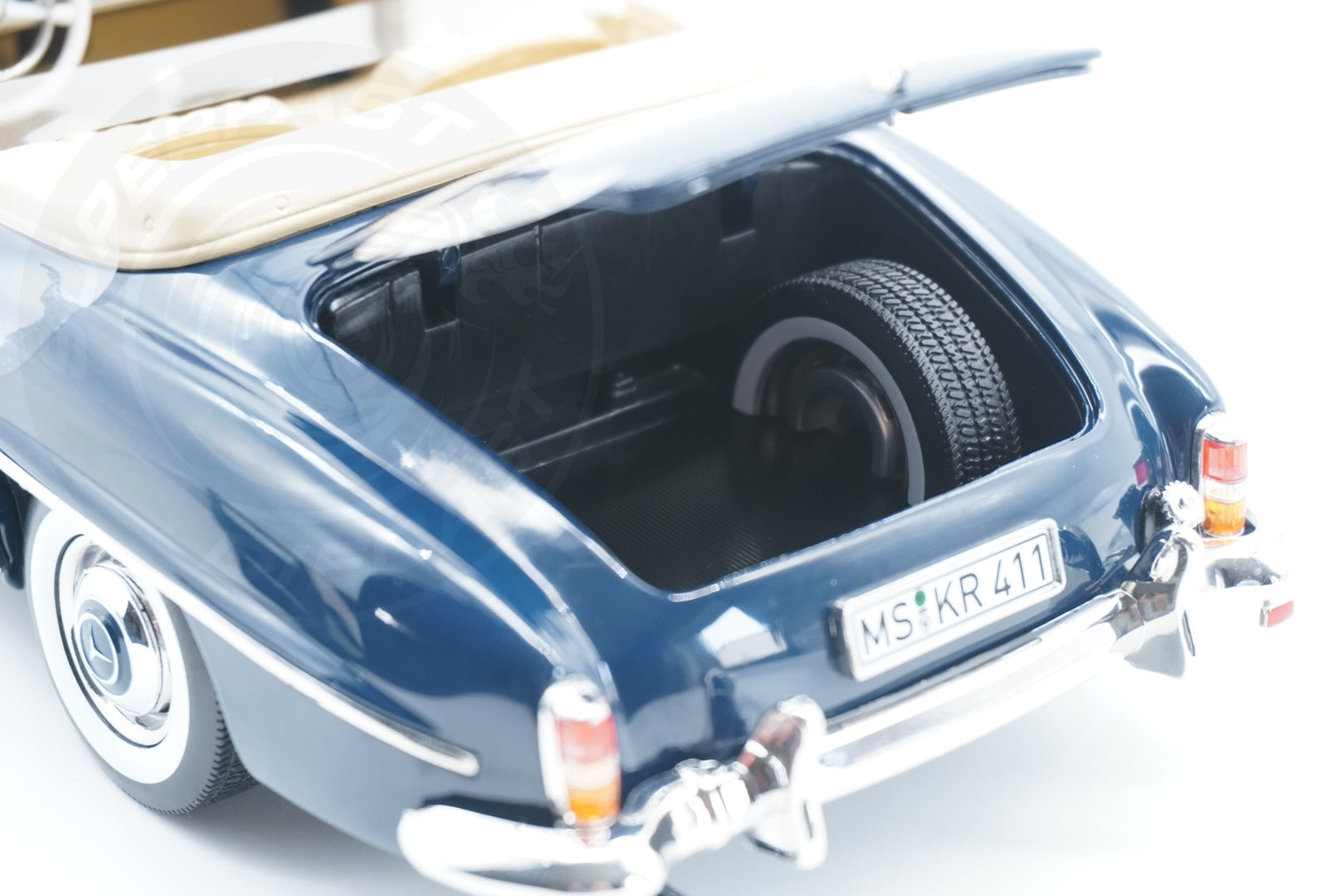 Norev 1:18 Scale Diecast Car - 1954 Mercedes Benz 190 SL, Middle Blue - 183403