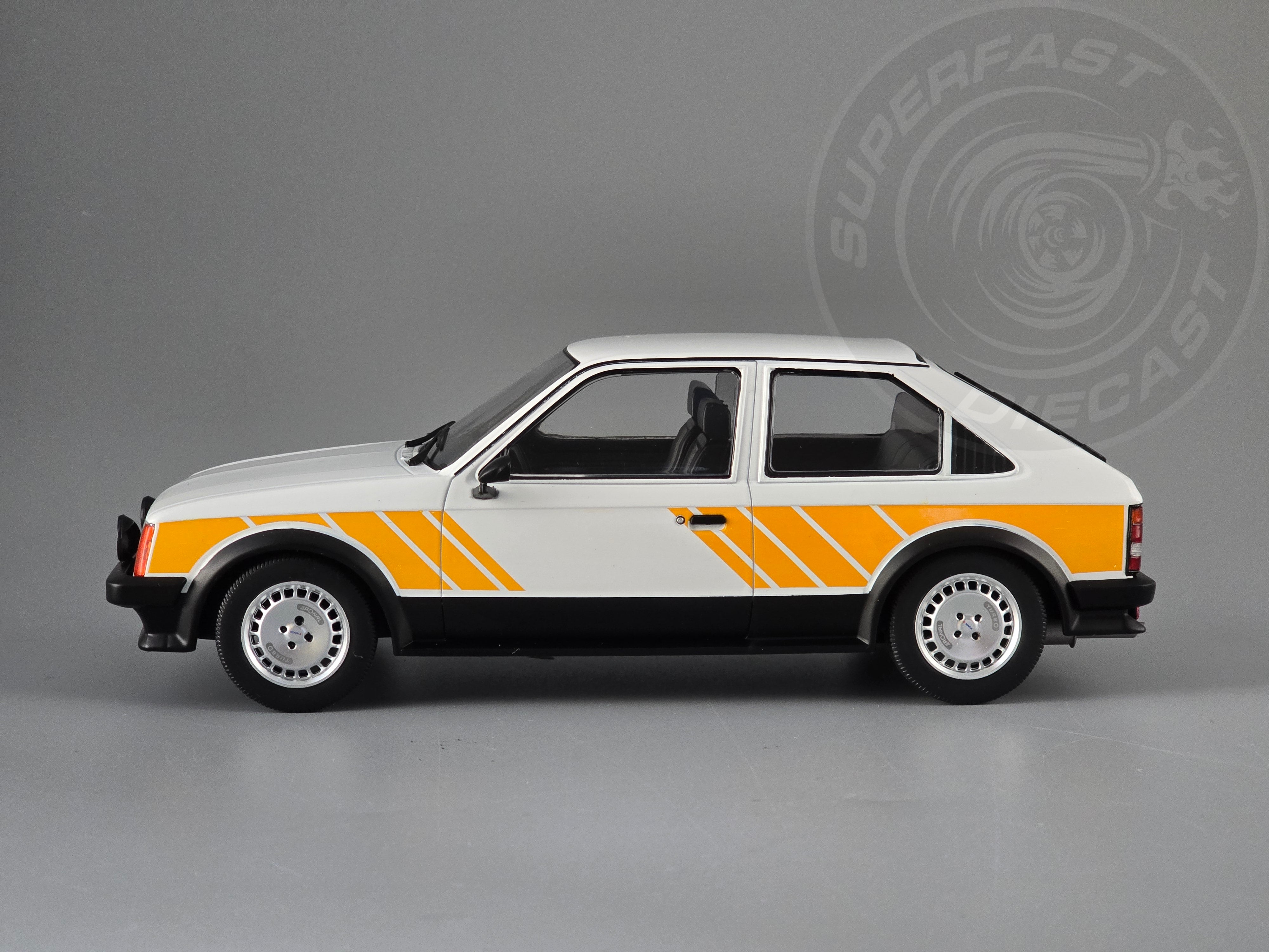 MCG 1:18 Scale Diecast Model Car - Opel Kadett D SR (Vauxhall Astra mk1) White/Yellow - MCG18534