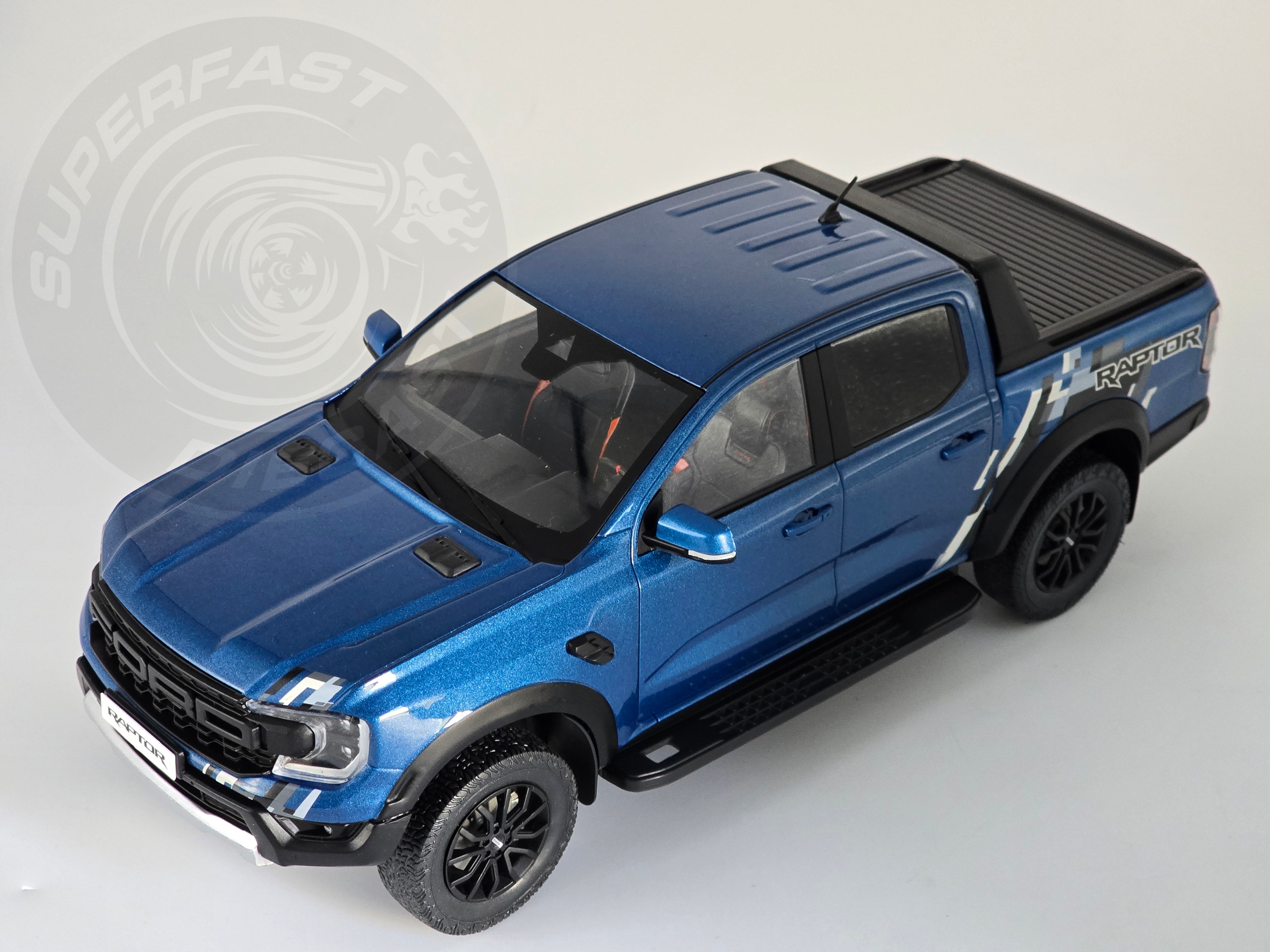 MCG 1:18 Scale Diecast Model Car -  2023 Ford Ranger Raptor, Metallic Blue
