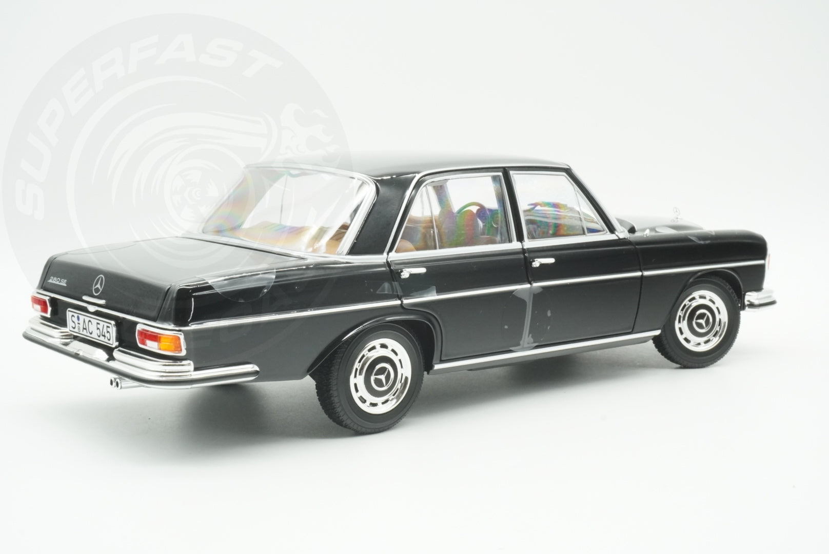 Norev 1:18 Scale Diecast Car - 1968 Mercedes Benz 280 SE, Type W108, Black - 183360
