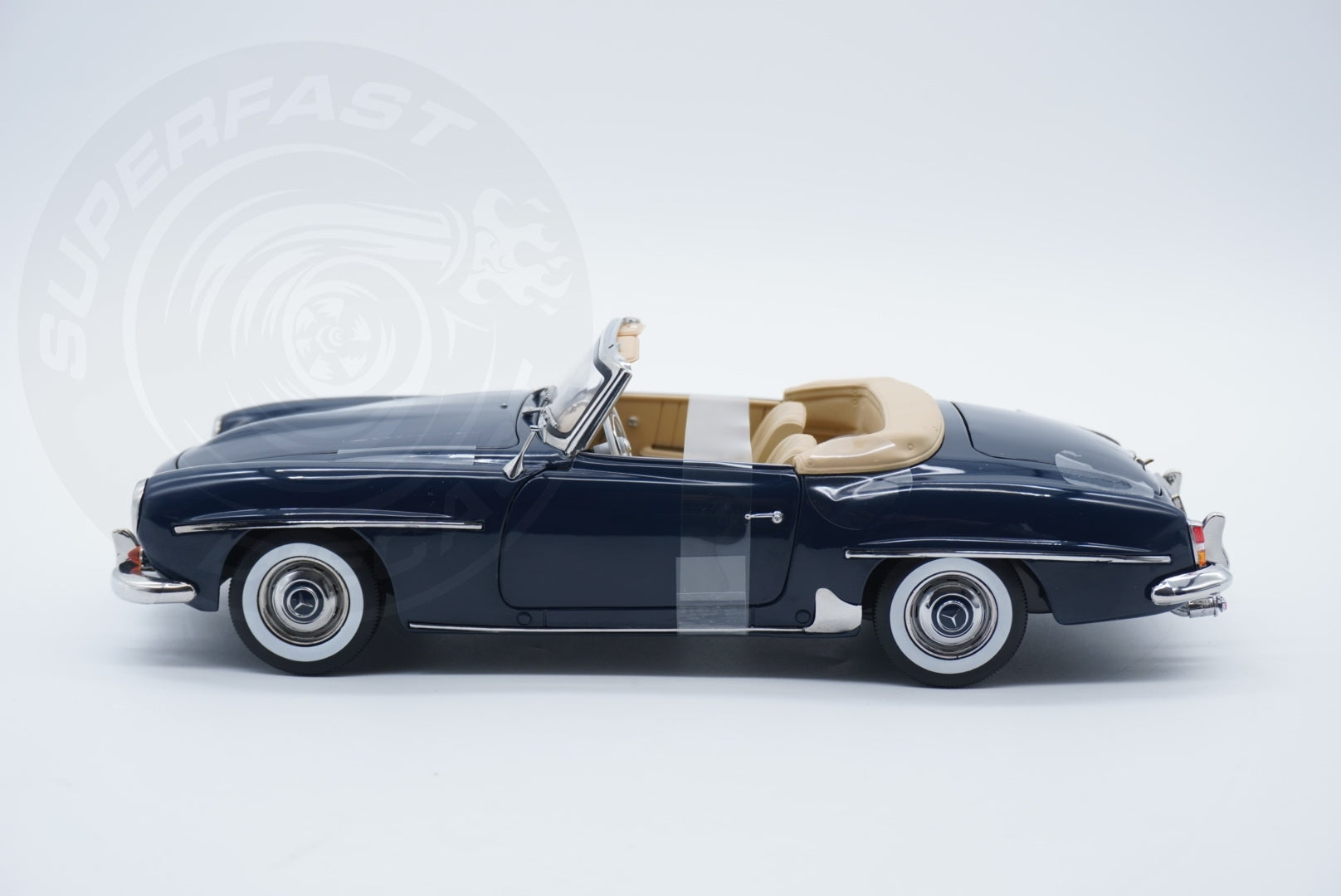 Norev 1:18 Scale Diecast Car - 1954 Mercedes Benz 190 SL, Middle Blue - 183403
