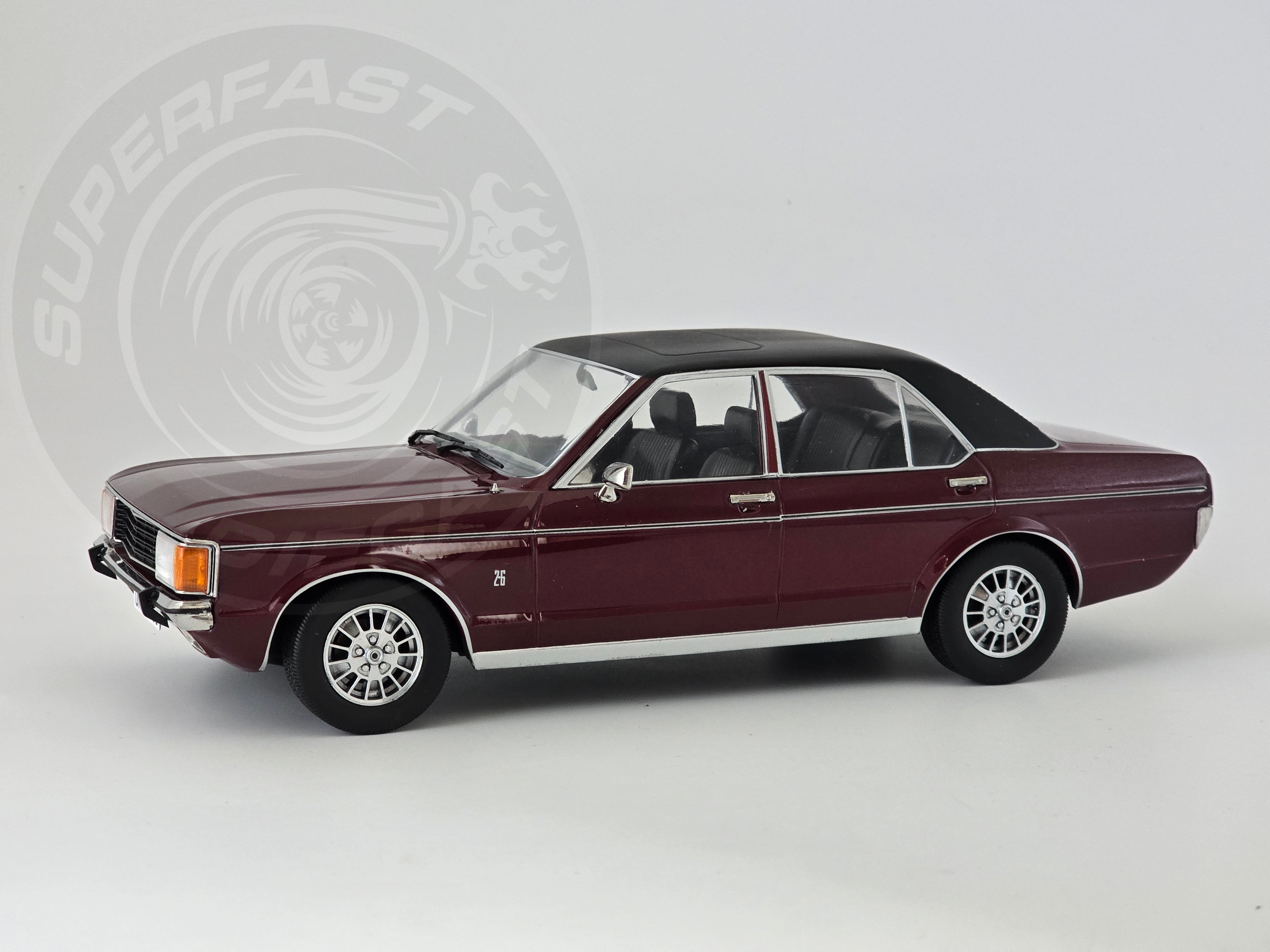 MCG 1:18 Scale Diecast - 1975 Ford Granada MK 1 GLS, Metallic Red (RHD) - UK Exclusive