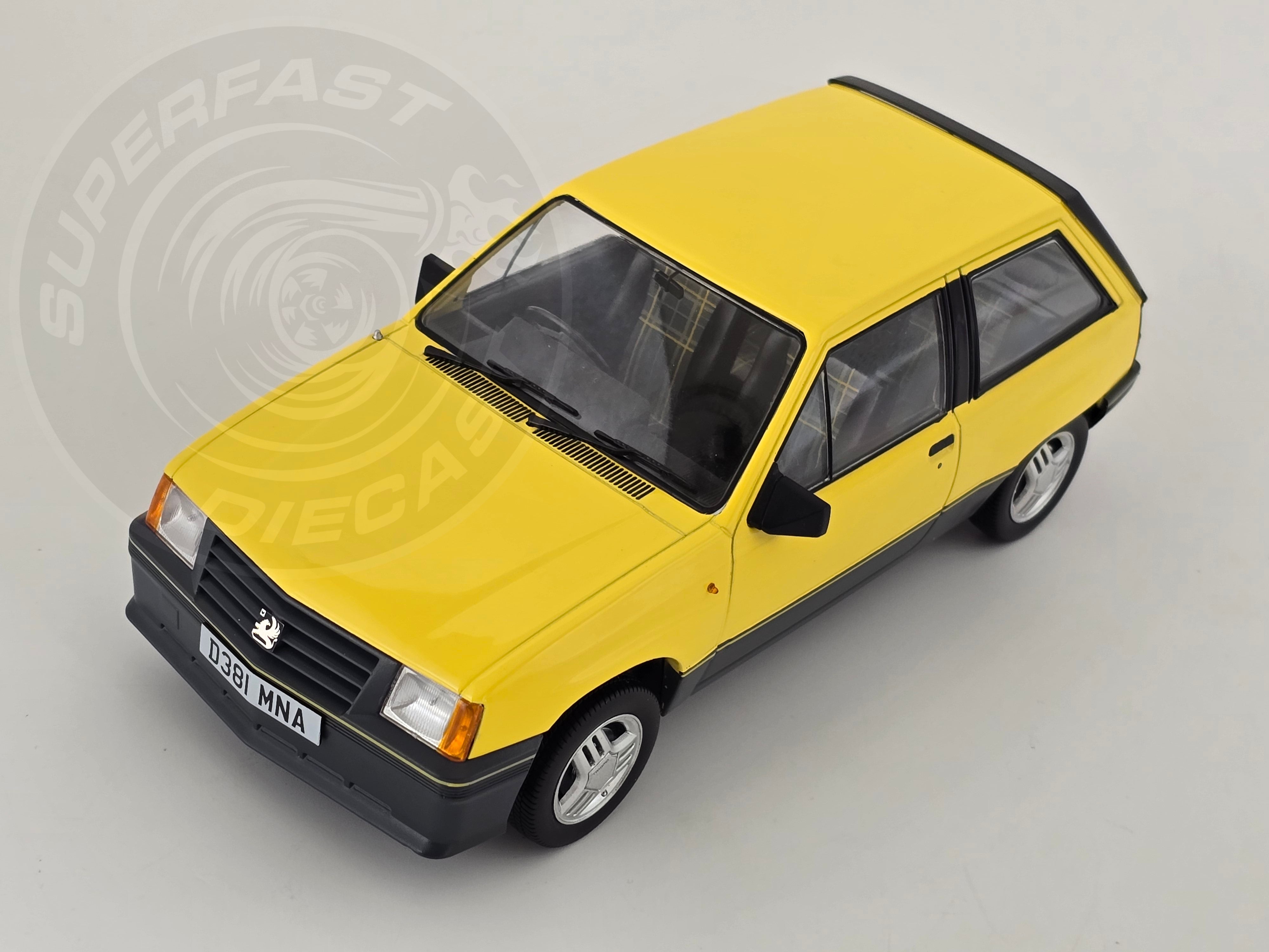 MCG 1:18 Scale Diecast - 1983 Vauxhall Nova SR (UK Exclusive RHD), Yellow - MCG18903