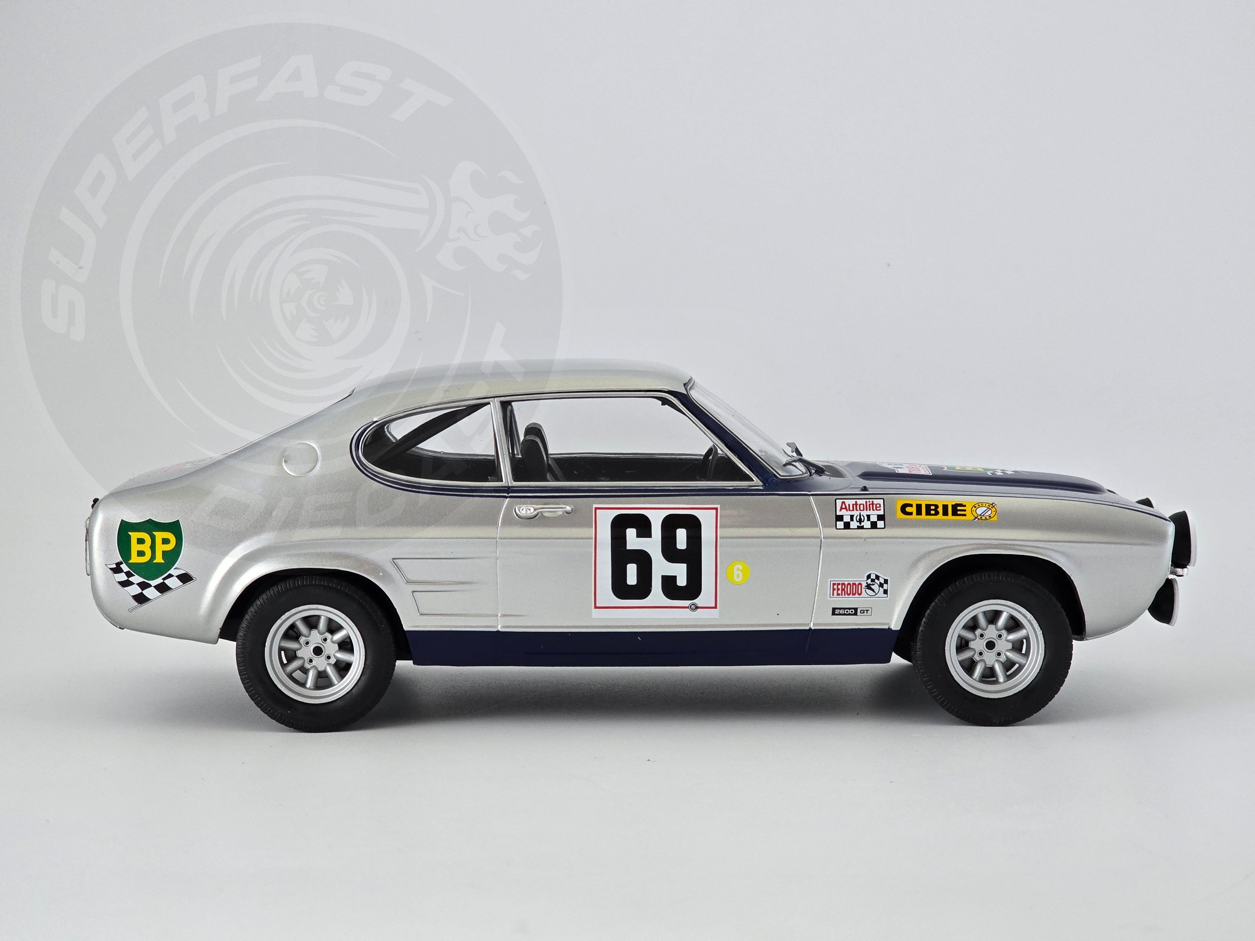MCG 1:18 Scale Diecast - Ford Capri MK1 #69 Tour De Corse 1969, Silver - MCG18298R